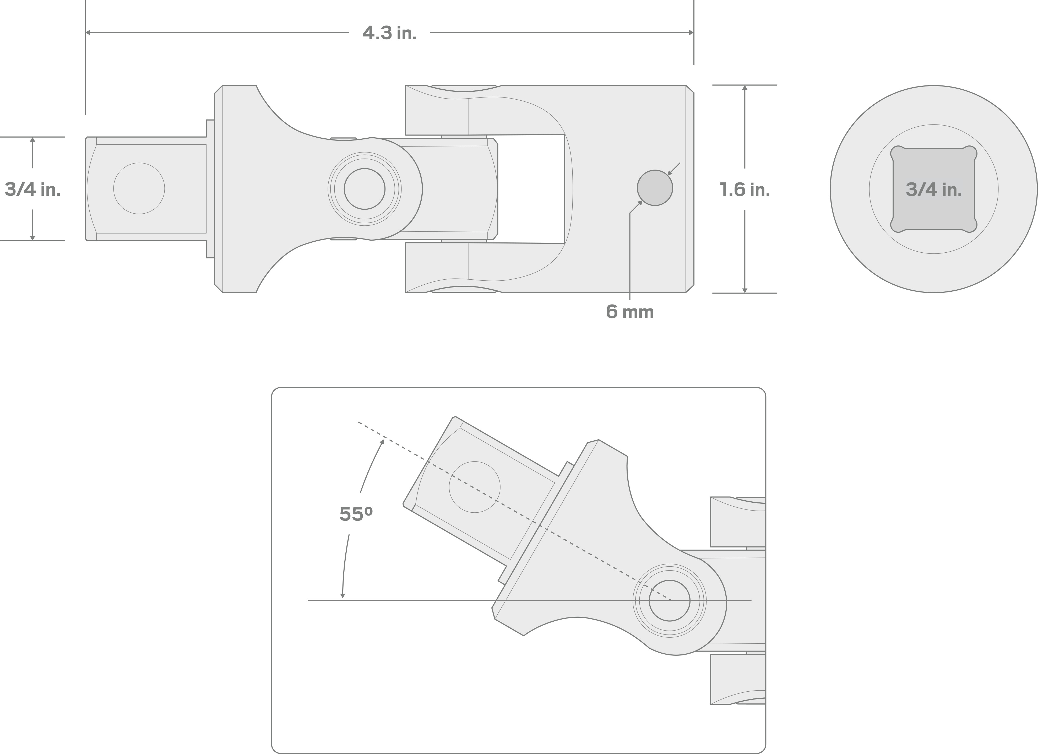 Specs for 3/4 Inch Drive Universal Joint