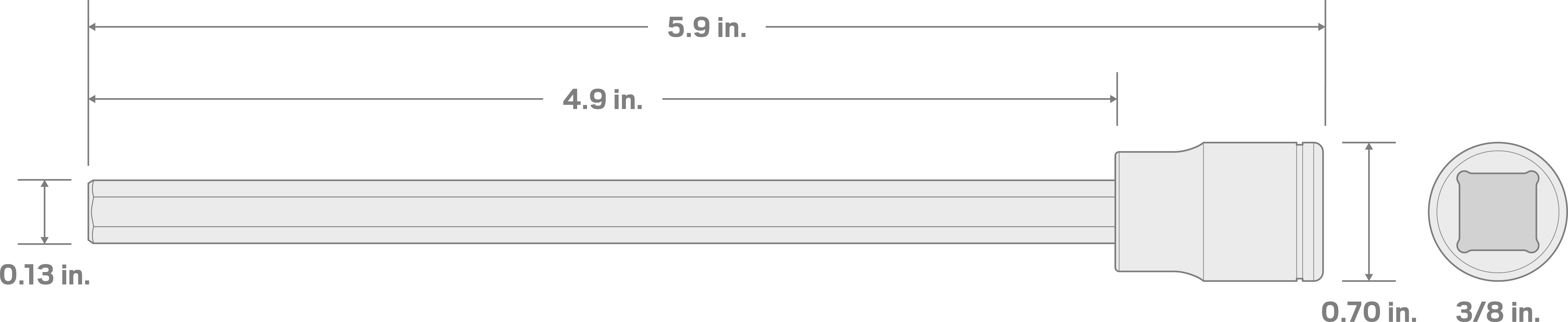 Specs for 3/8 Inch Drive x 1/8 Inch Long Hex Bit Socket