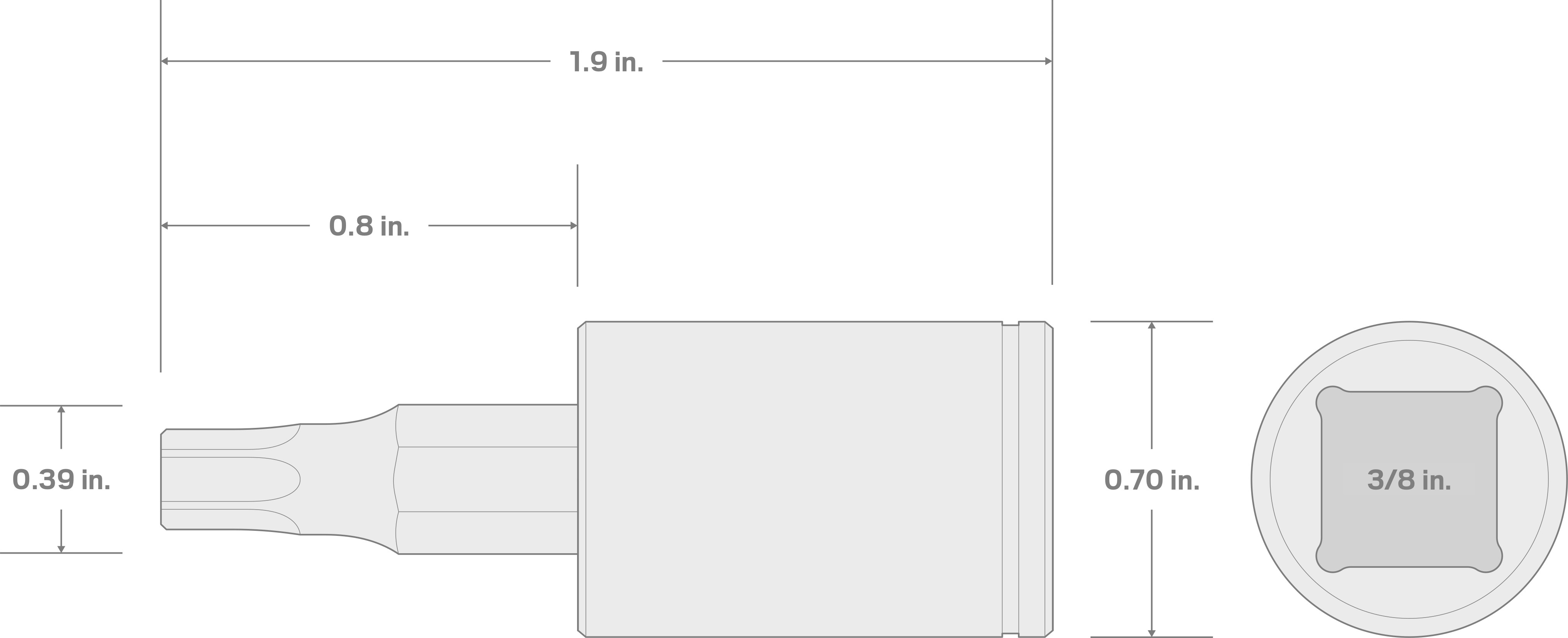 Specs for 3/8 Inch Drive x TR55 Tamper-Resistant Torx Bit Socket