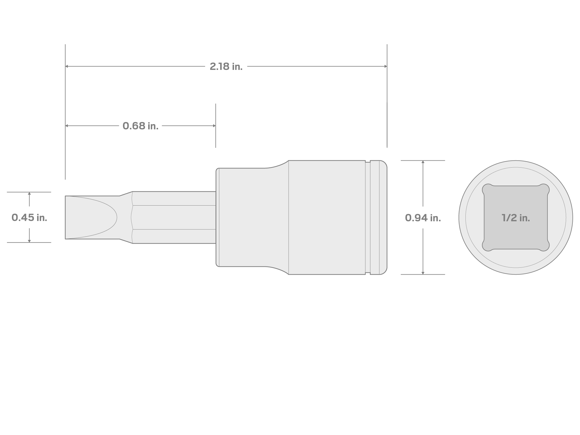 Specs for 1/2 Inch Drive x 3/8 Inch Slotted Bit Socket