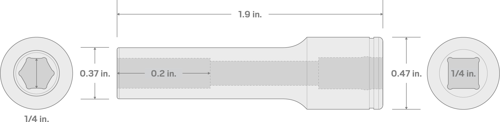 Specs for 1/4 Inch Drive x 1/4 Inch Deep 6-Point Socket