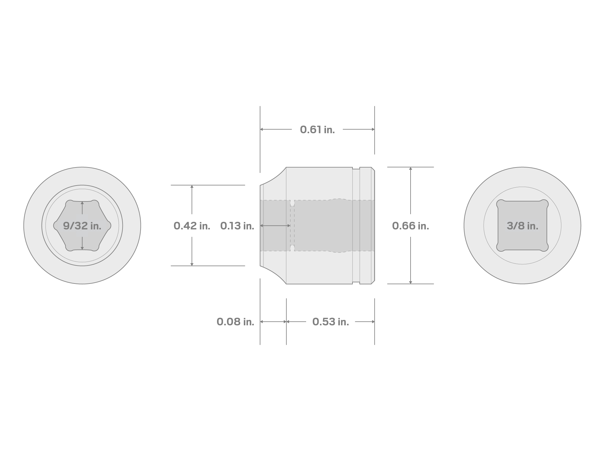 Specs for 3/8 Inch Drive x 9/32 Inch Extra-Shallow 6-Point Socket