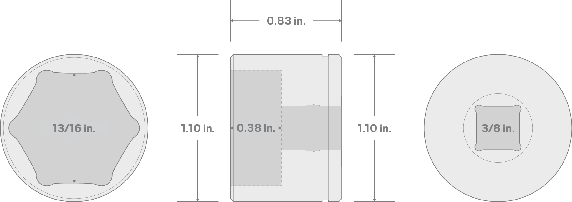 Specs for 3/8 Inch Drive x 13/16 Inch Extra-Shallow 6-Point Socket