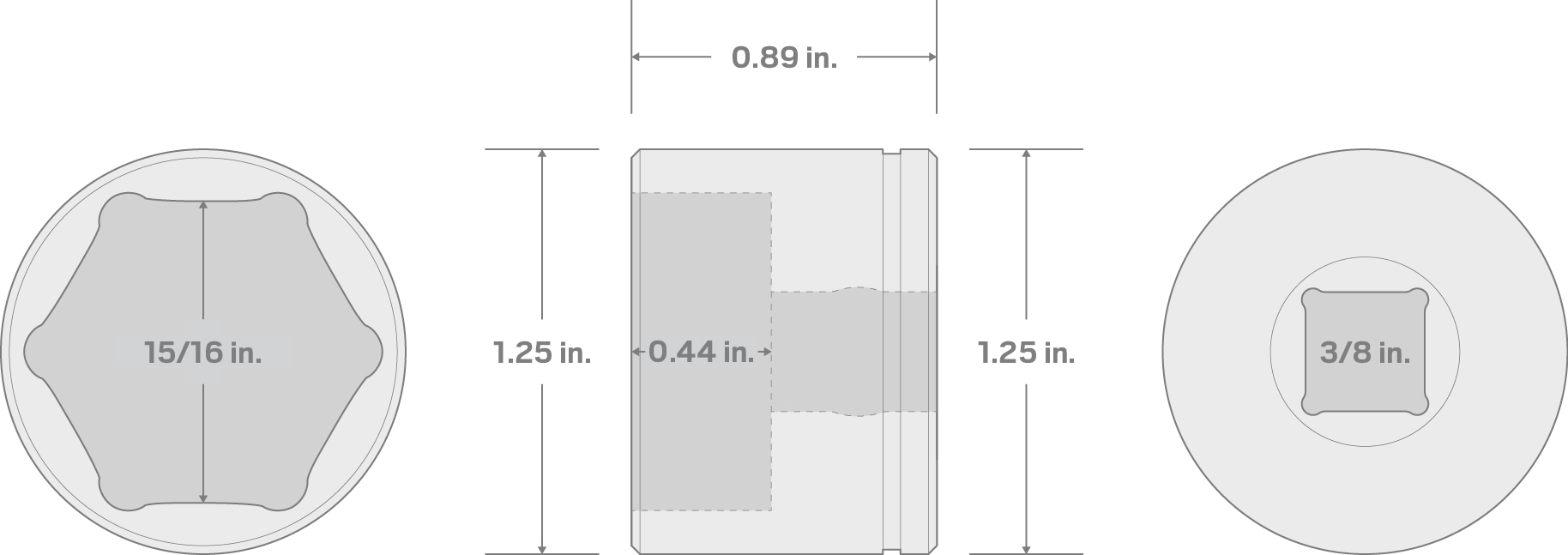 Specs for 3/8 Inch Drive x 15/16 Inch Extra-Shallow 6-Point Socket
