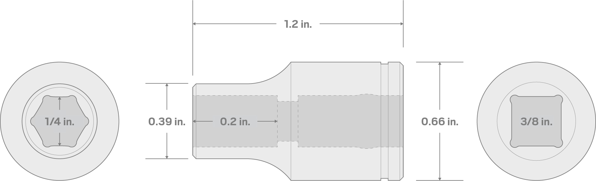 Specs for 3/8 Inch Drive x 1/4 Inch 6-Point Socket