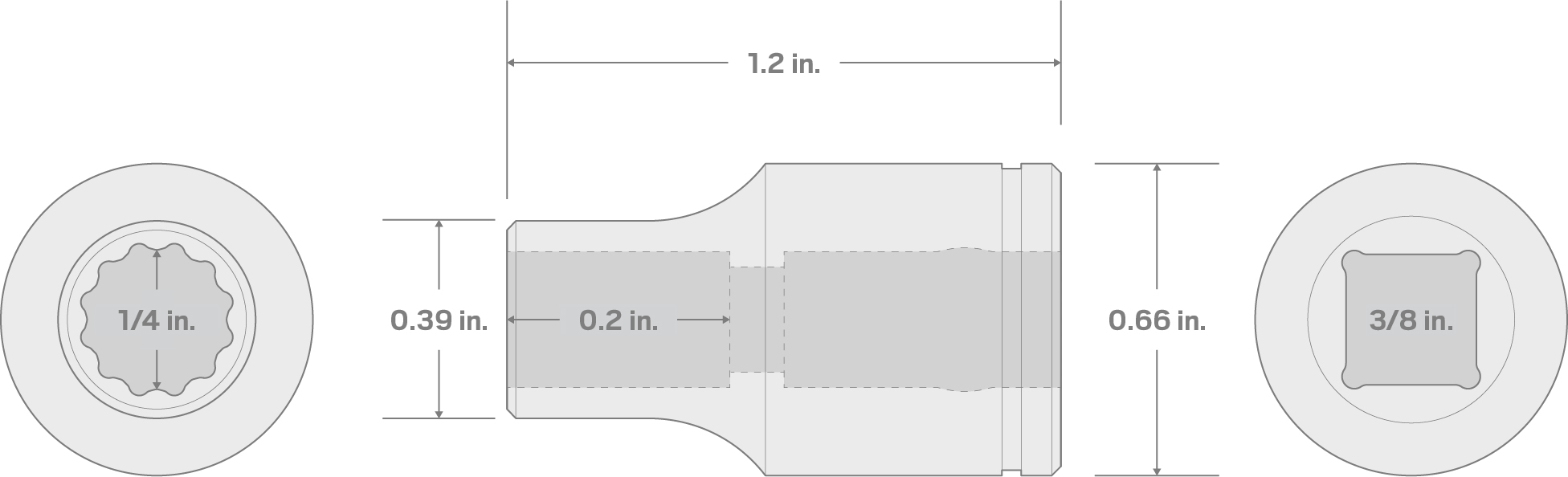 Specs for 3/8 Inch Drive x 1/4 Inch 12-Point Socket