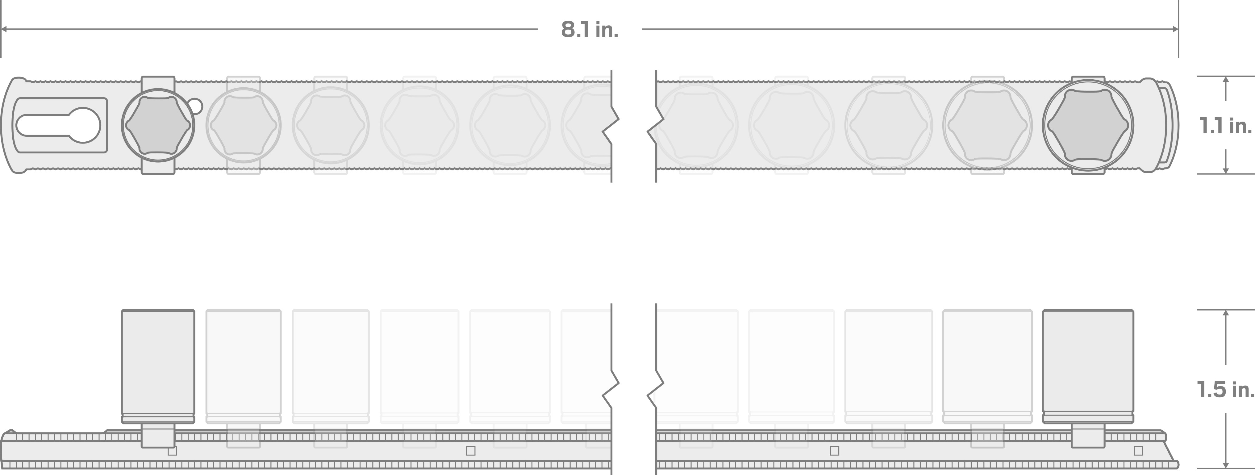 Specs for 1/4 Inch Drive 6-Point Socket Set with Rail, 11-Piece (5/32-9/16 in.)