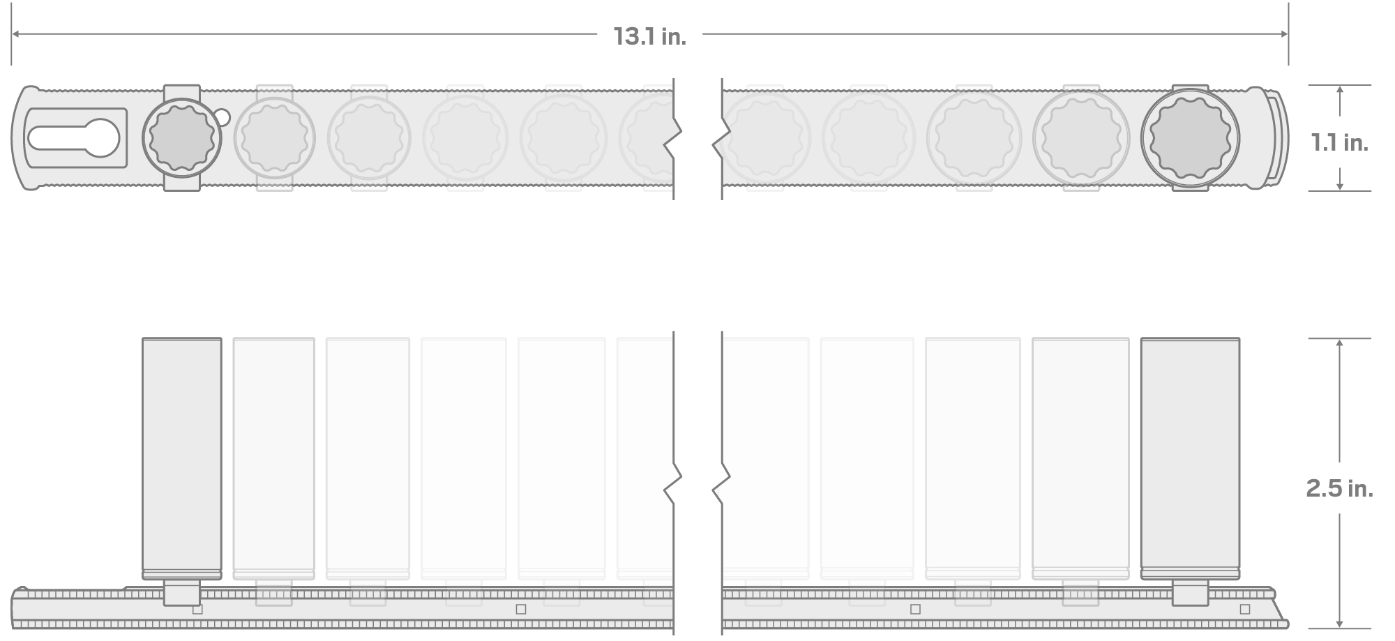 Specs for 1/4 Inch Drive Deep 12-Point Socket Set with Rail, 13-Piece (5/32 - 11/16 in.)