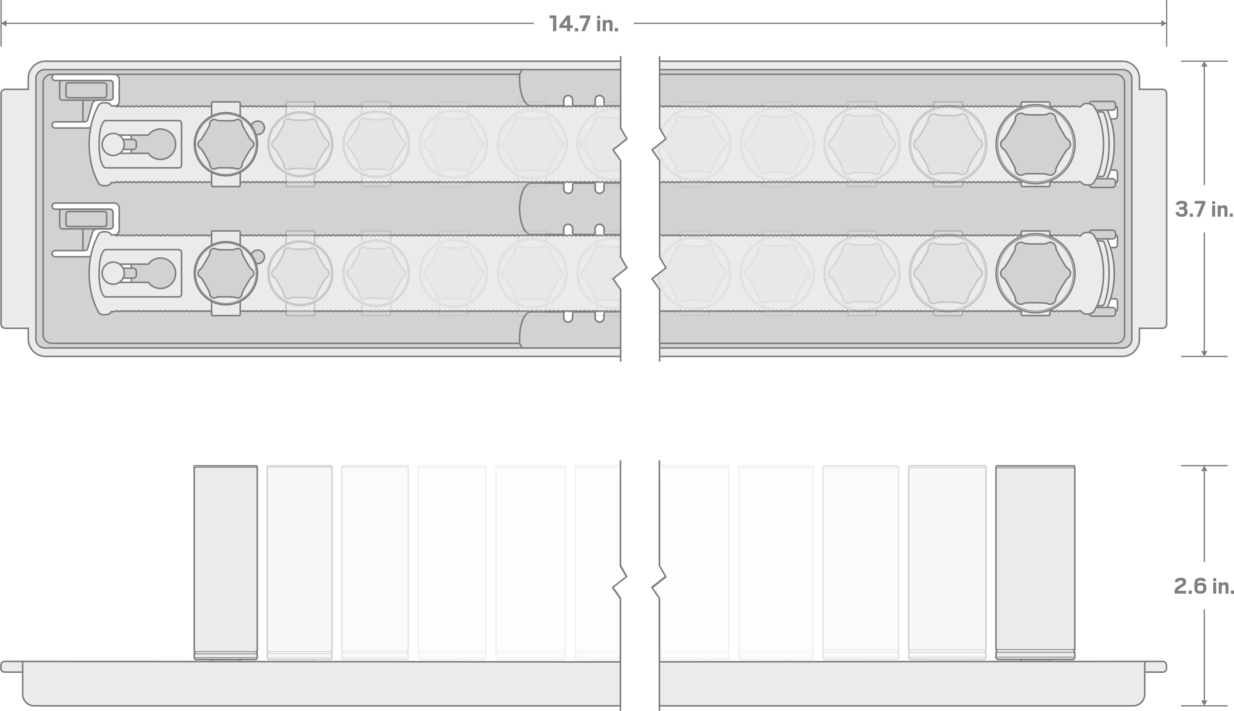 Specs for 1/4 Inch Drive 6-Point Socket Set with Rails and Tray, 22-Piece (5/32-9/16 in.)