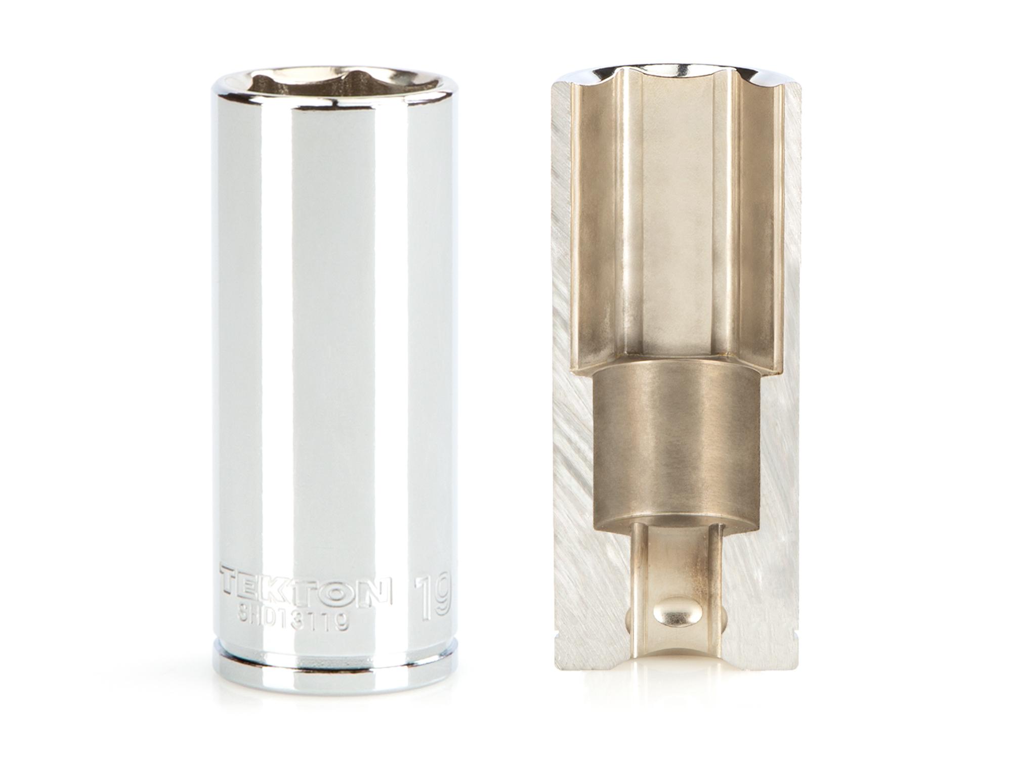 Includes: 5/16 - 3/4 inch (SAE), 8-19 mm (Metric) chrome 6-point deep sockets. No skipped sizes. Comes with rail and tray storage. SHD91203.