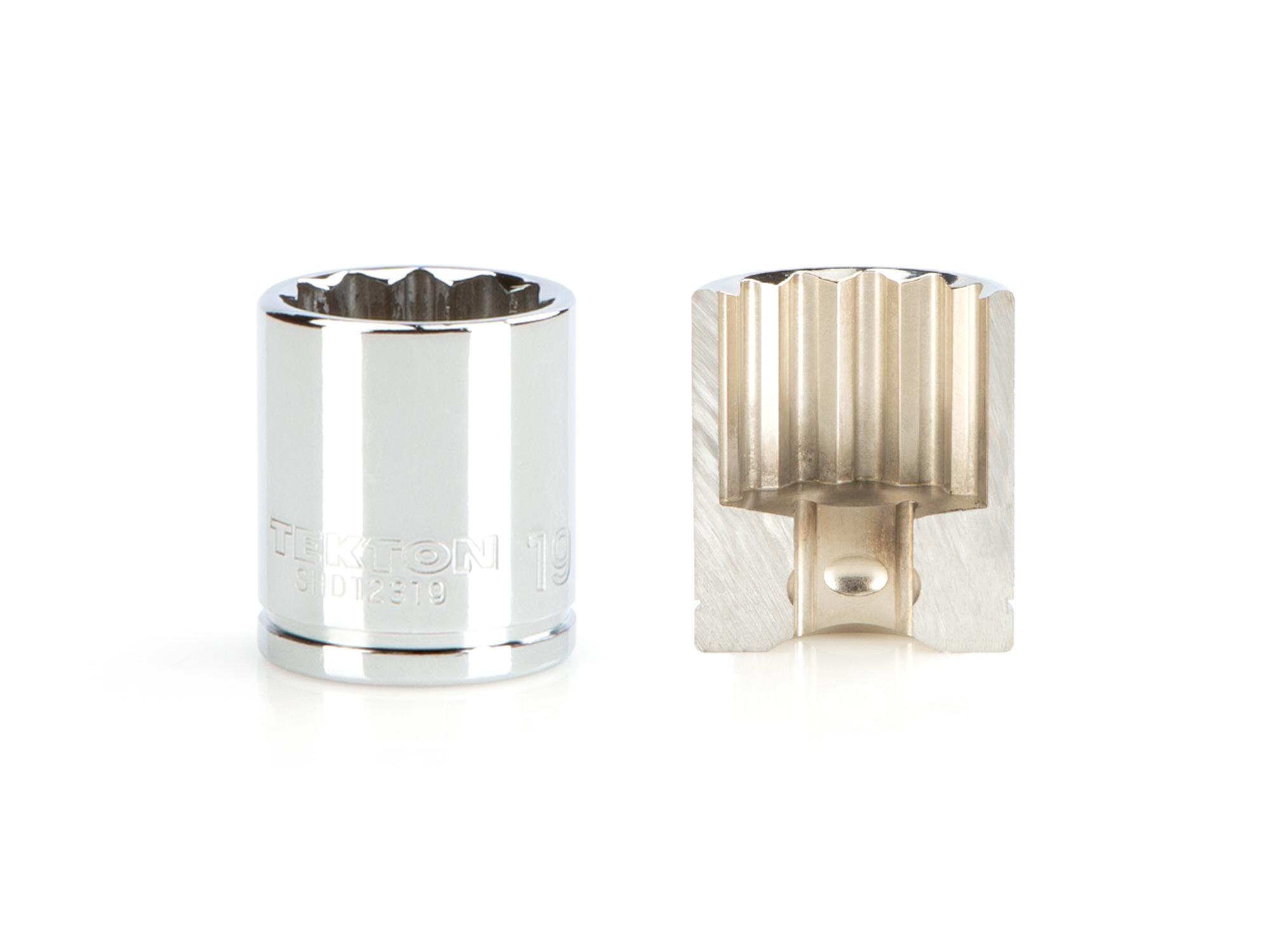Includes: 1/4 - 1 inch (SAE), 6 - 24 mm (Metric) chrome 12-point standard-length sockets. No skipped sizes. Comes with rail and tray storage. SHD91206.
