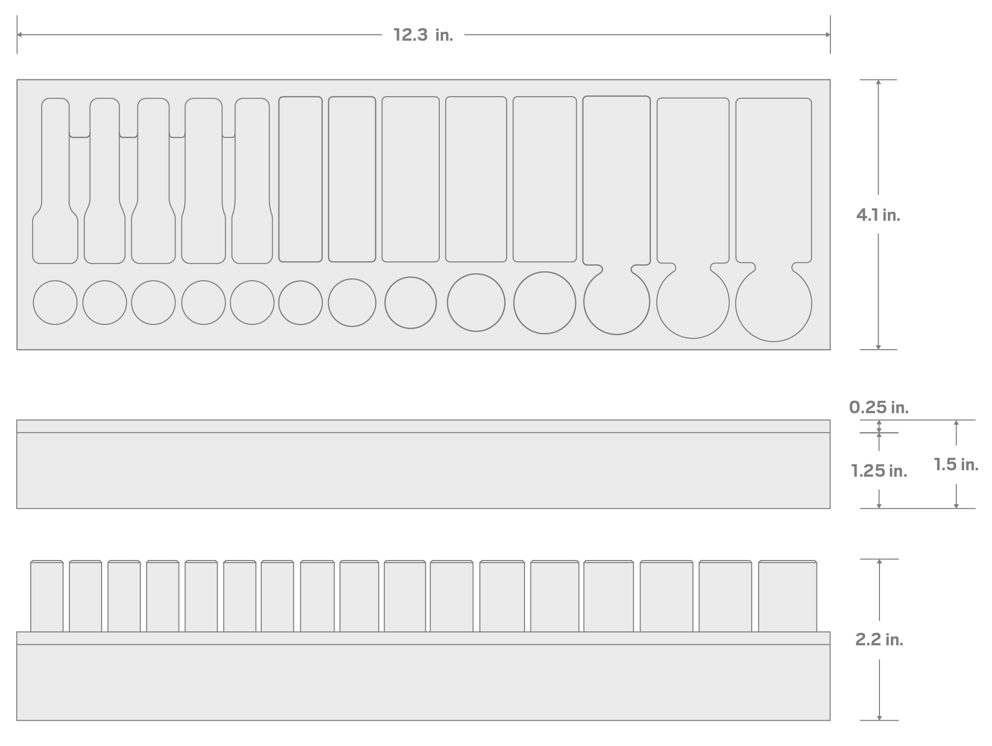 Specs for 3/8 Inch Drive Shallow and Deep 6-Point Socket Set with 12 x 4 Inch Foam Organizer, 26-Piece (1/4 - 7/8 in.)