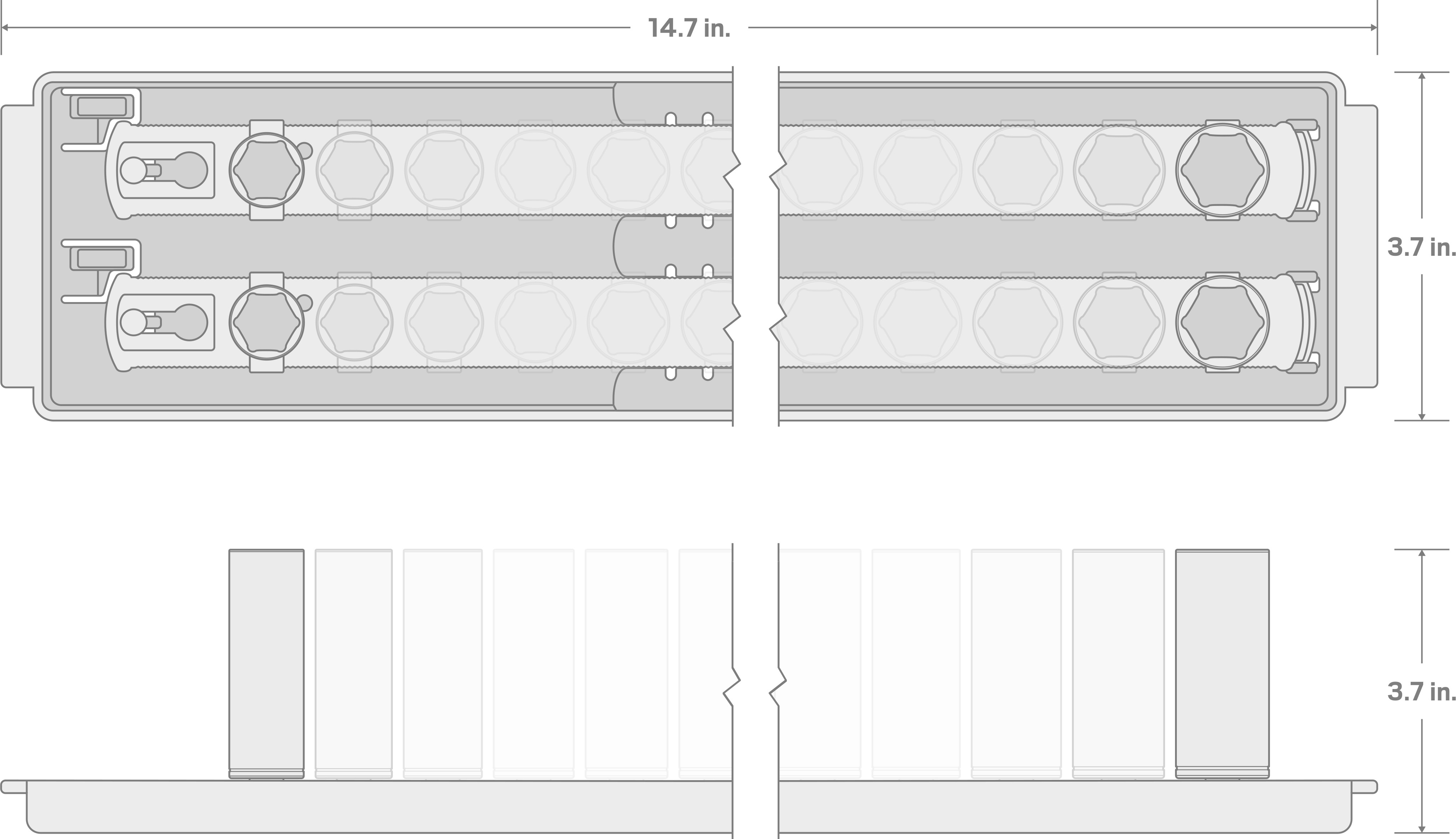 Specs for 1/2 Inch Drive Deep 6-Point Socket Set with Rails and Tray, 16-Piece (3/8 - 1-5/16 in.)