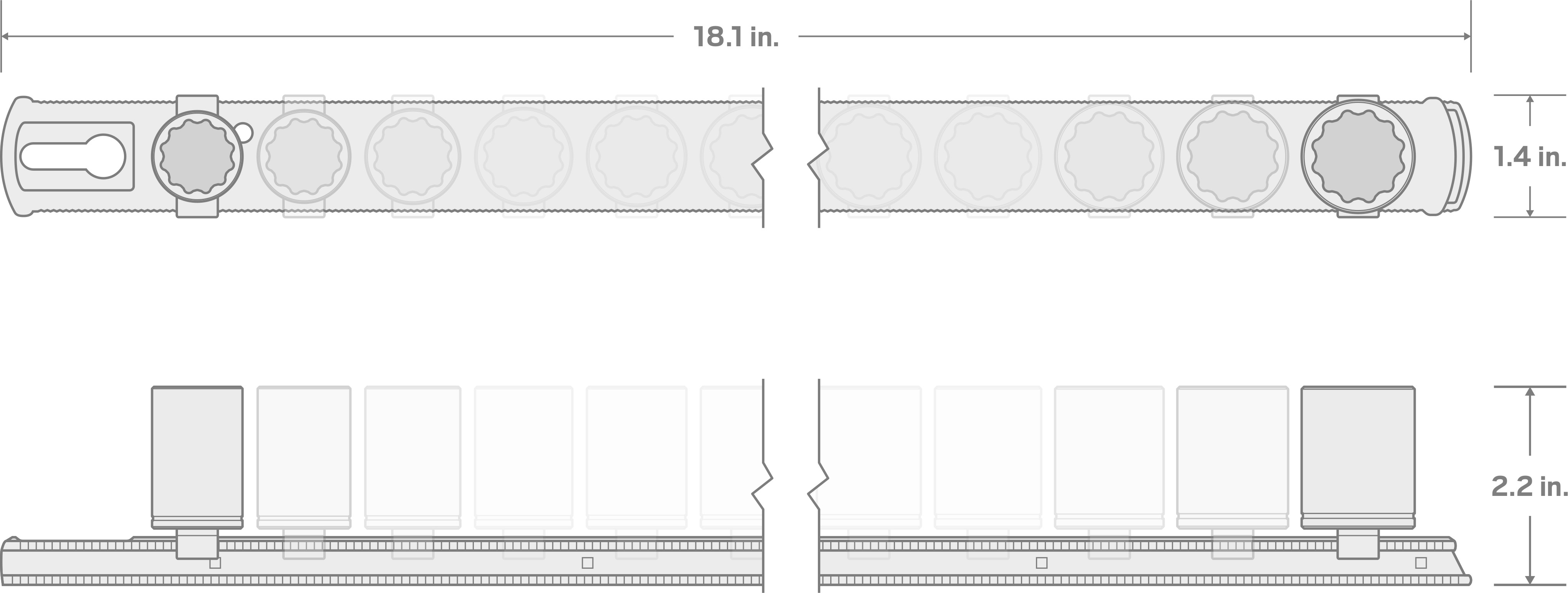 Specs for 1/2 Inch Drive 12-Point Socket Set with Rail, 11-Piece (3/8-1 in.)