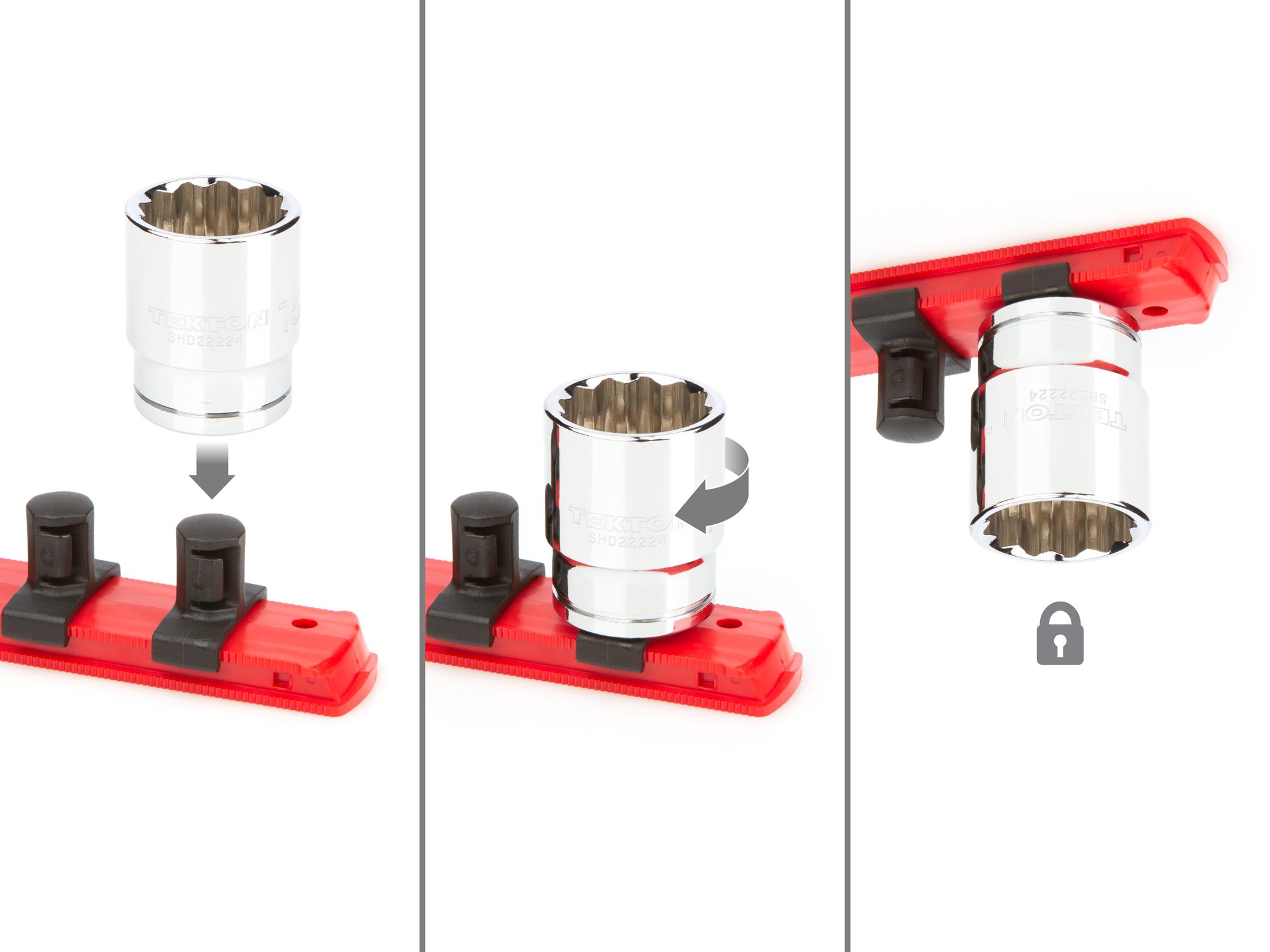 Includes: 27-38 mm (Metric) 12-point standard-length sockets. No skipped sizes. Comes with rail and tray storage. SHD92112.