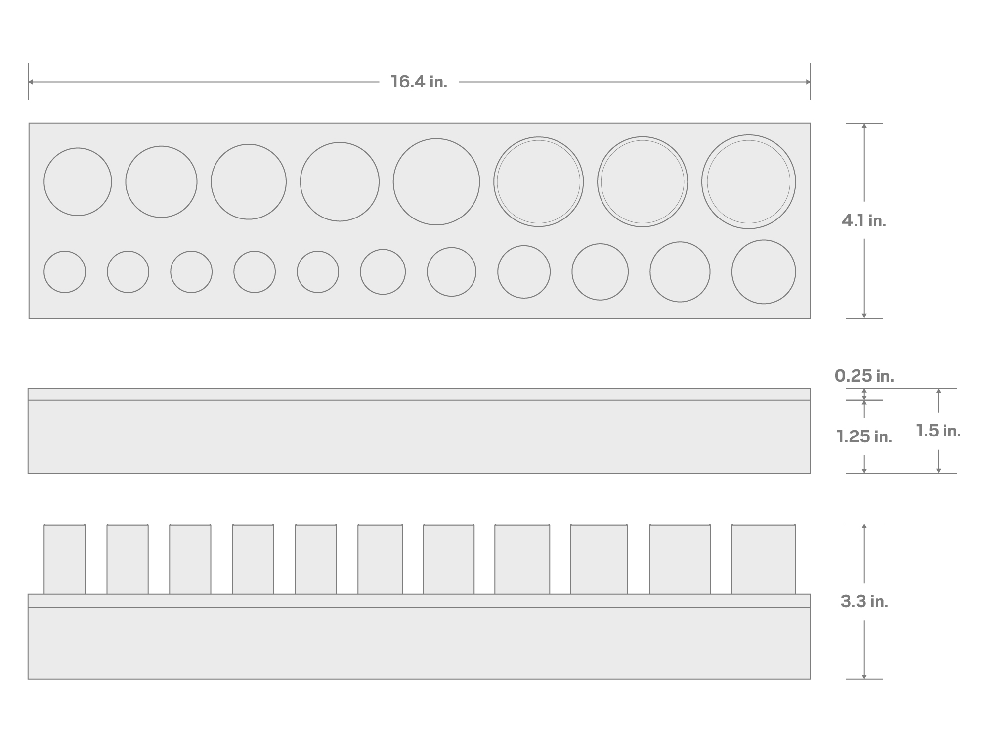 Specs for 1/2 Inch Drive Deep 6-Point Socket Set with 16 x 4 Inch Foam Organizer, 19-Piece (3/8 - 1-1/2 in.)