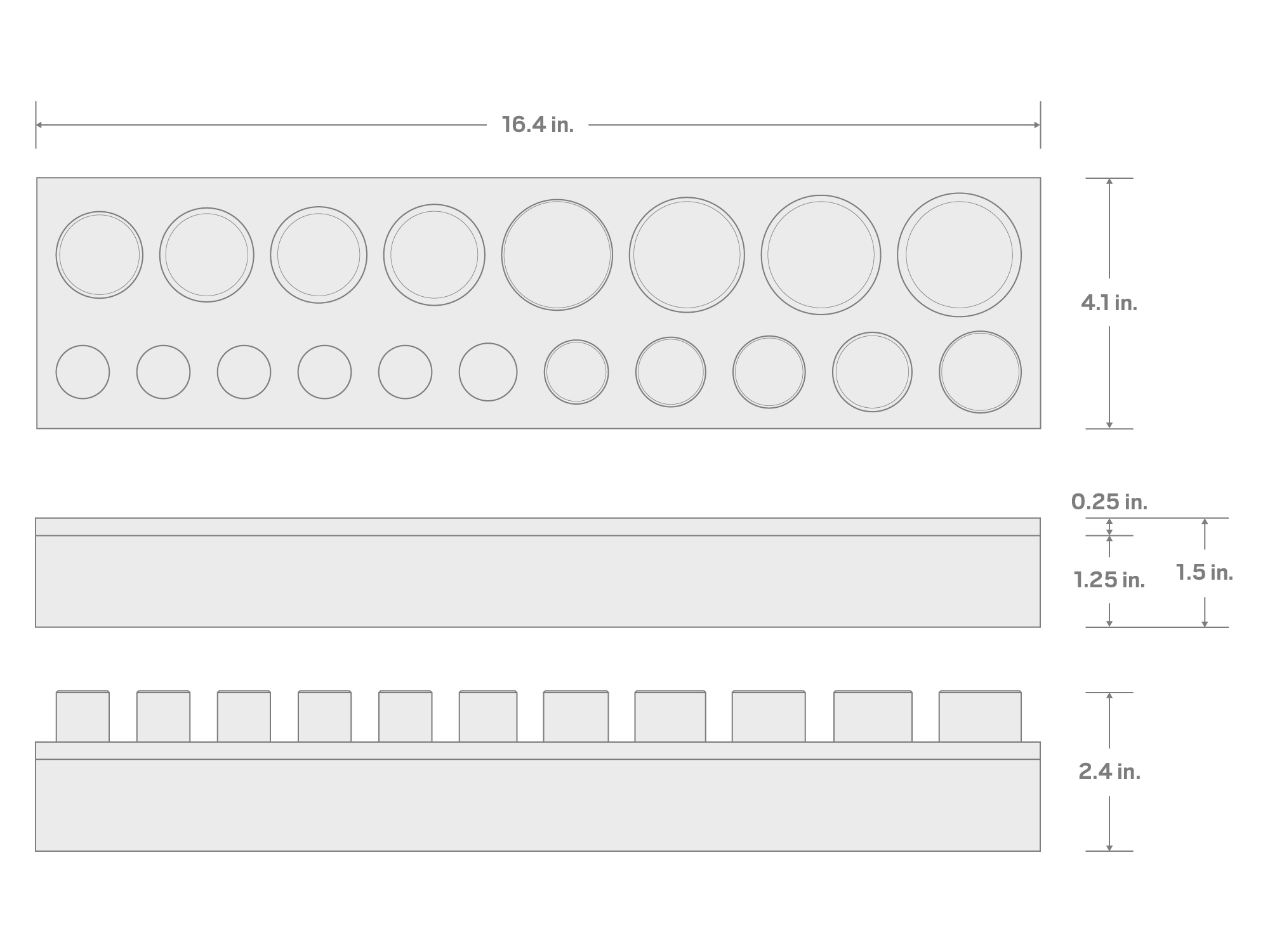Specs for 1/2 Inch Drive Shallow 12-Point Socket Set with 16 x 4 Inch Foam Organizer, 19-Piece (3/8 - 1-1/2 in.)