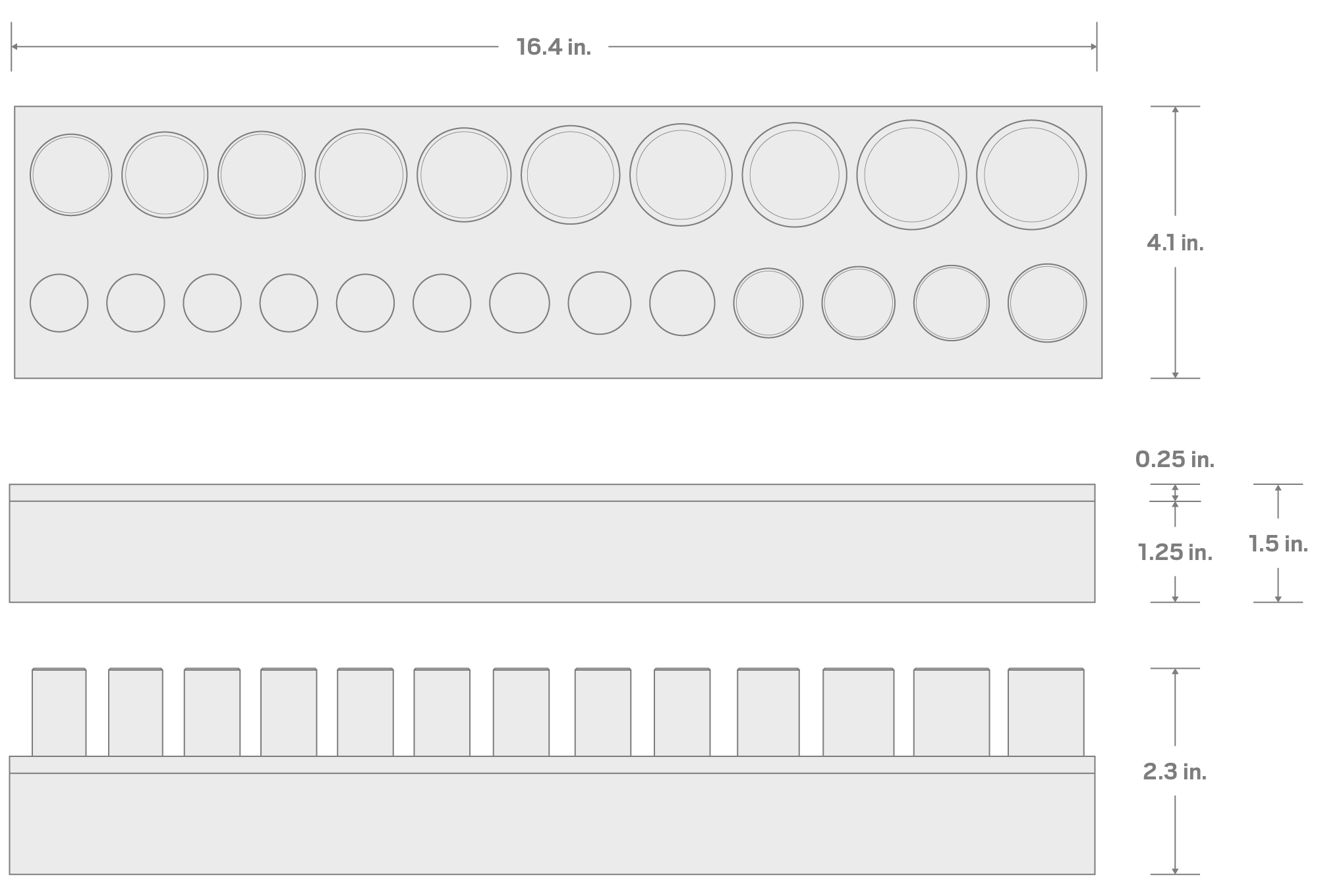 Specs for 1/2 Inch Drive Shallow 6-Point Socket Set with 16 x 4 Inch Foam Organizer, 23-Piece (10 - 32 mm)