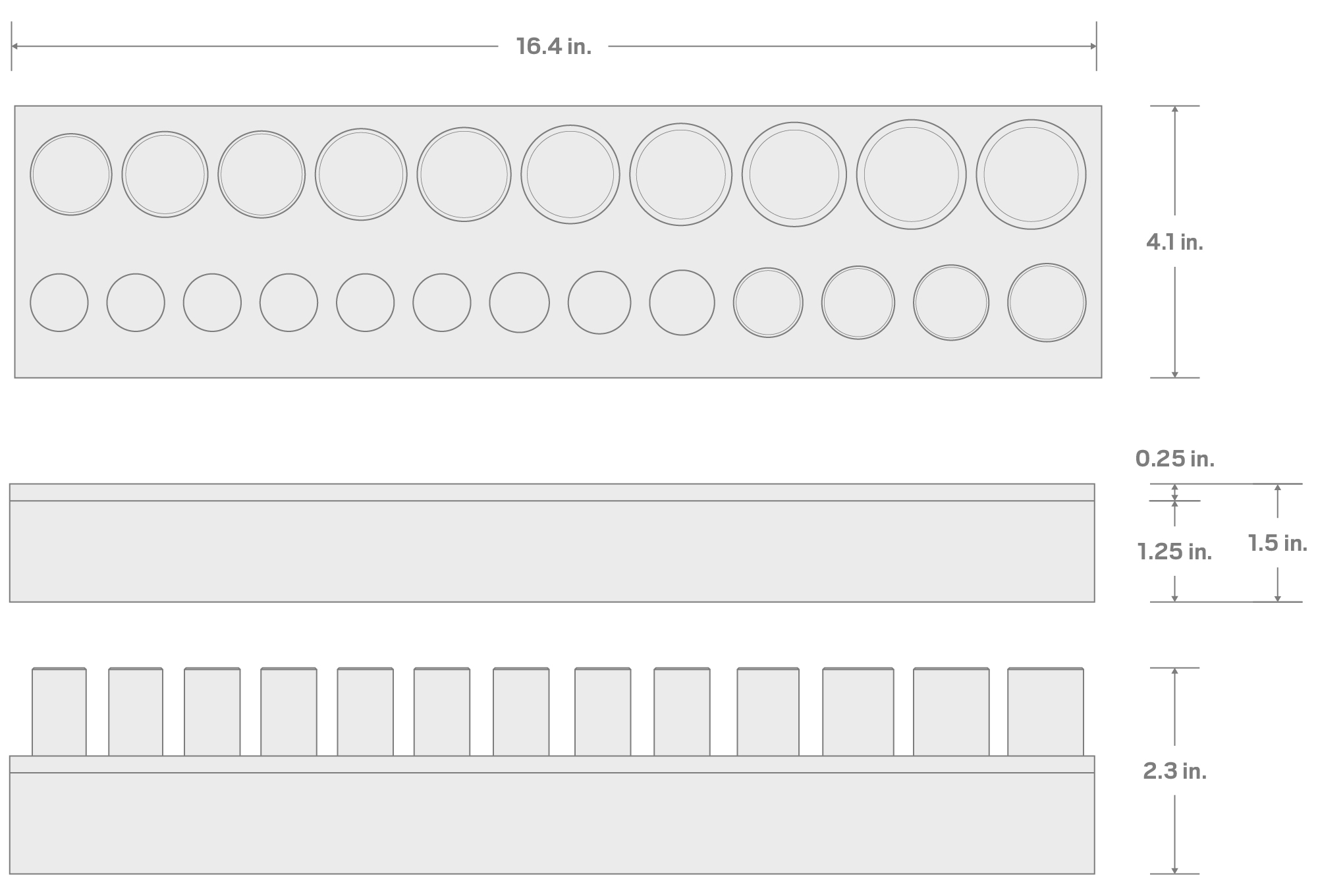 Specs for 1/2 Inch Drive Shallow 12-Point Socket Set with 16 x 4 Inch Foam Organizer, 23-Piece (10 - 32 mm)