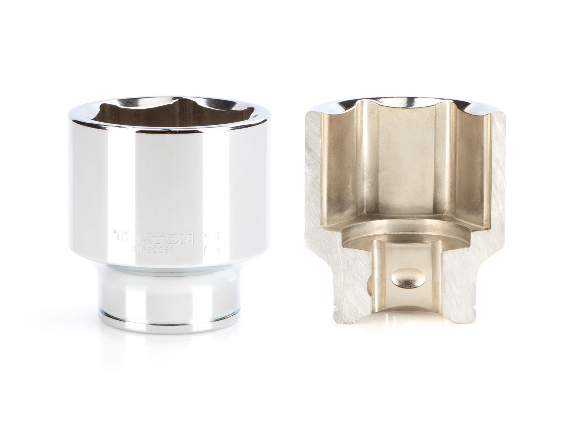 Includes: 1-1/2 - 2 inch (SAE) chrome sockets with large stamped markings for visibility. Grips the flat sides of fasteners to prevent round-off. SHD93031.