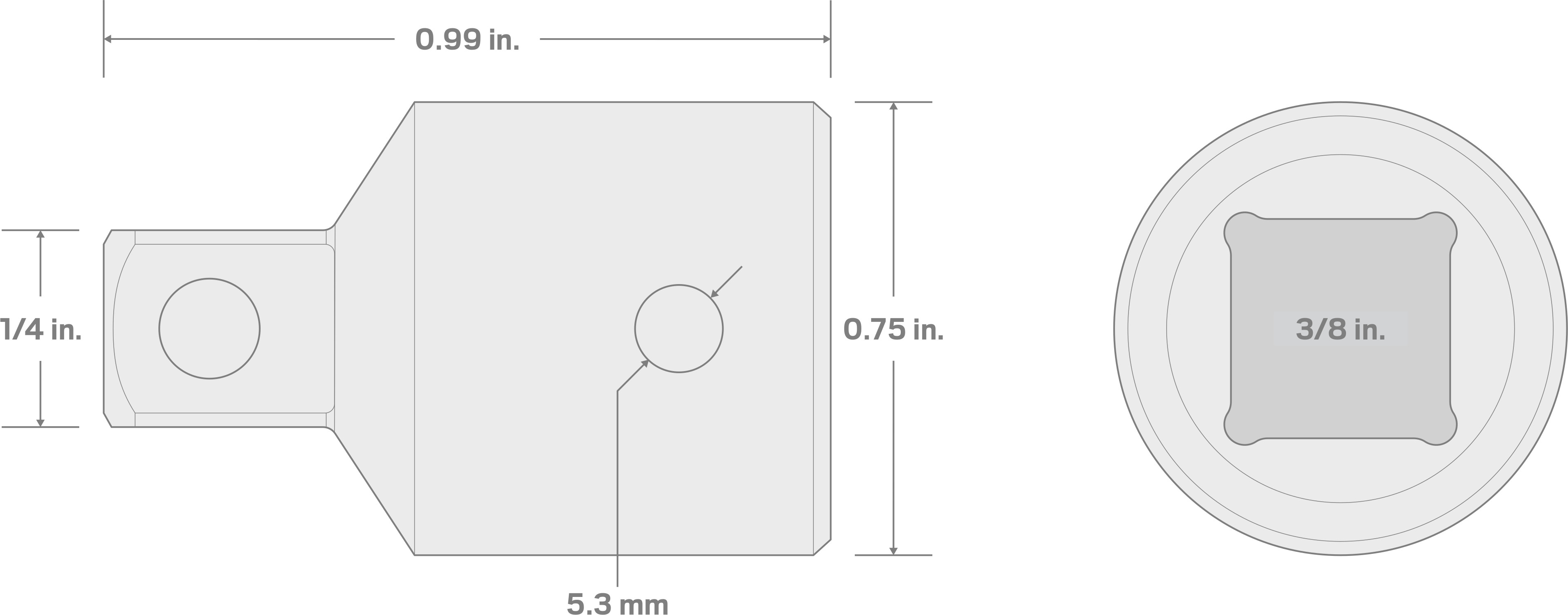 Specs for 3/8 Inch Drive (F) x 1/4 Inch (M) Impact Reducer