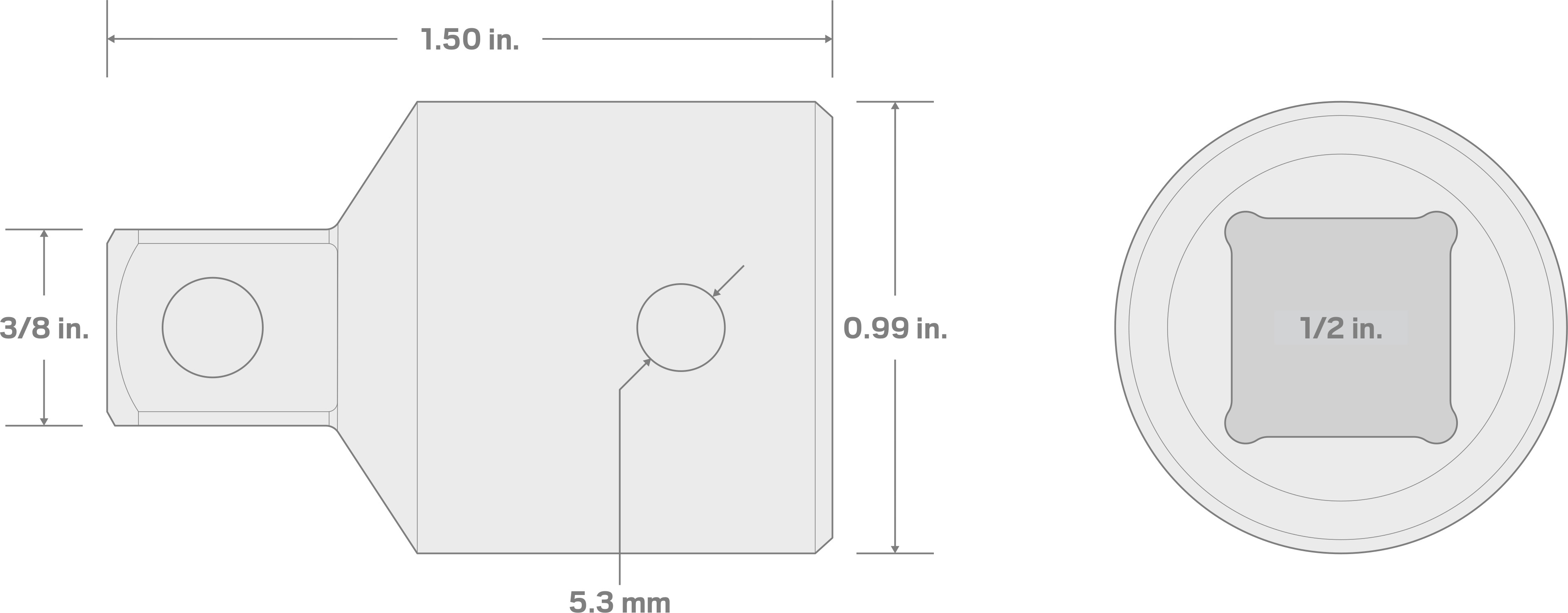 Specs for 1/2 Inch Drive (F) x 3/8 Inch (M) Impact Reducer