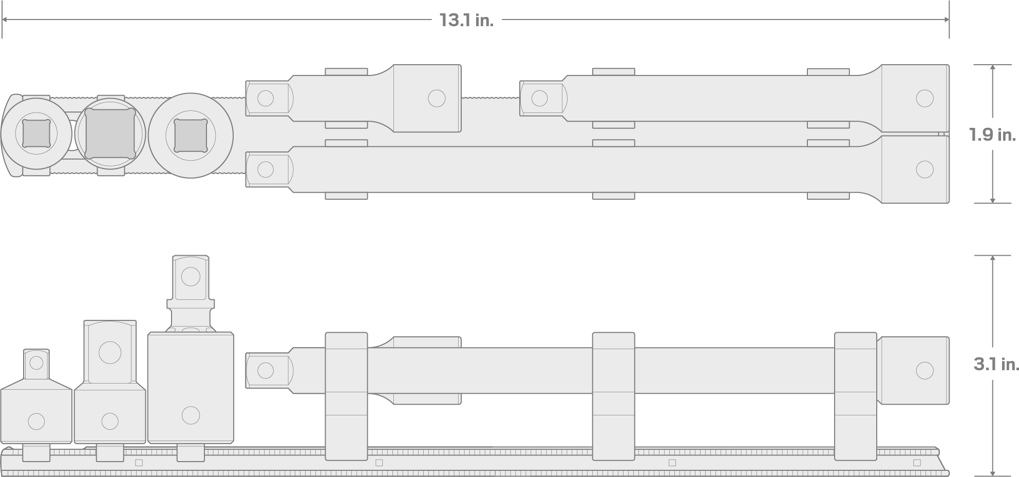 Specs for 1/2 Inch Drive Impact Extension and Accessory Set with Rail (6-Piece)