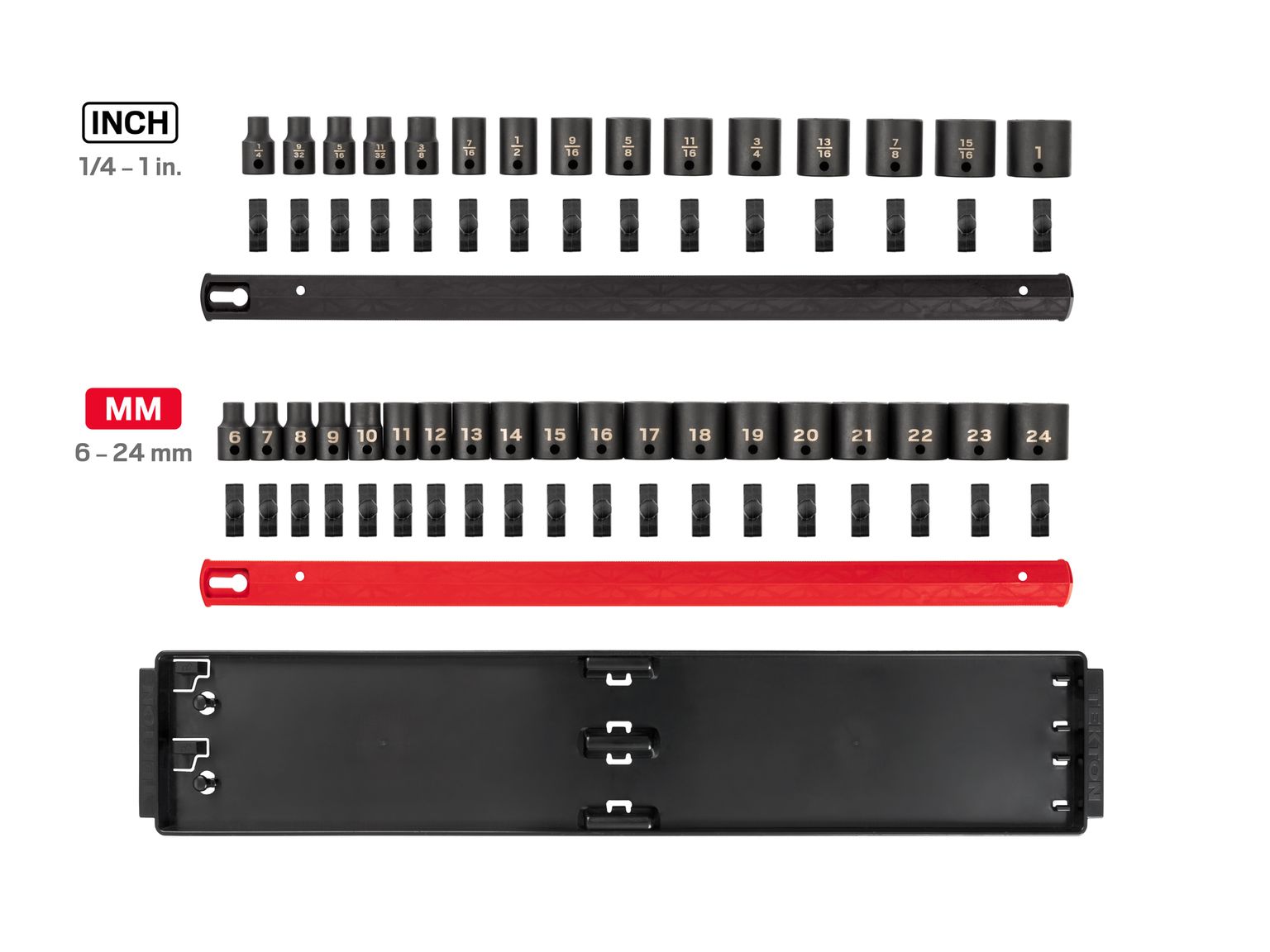 Laid out contents of Tekton rail  set. Item #SID91202
