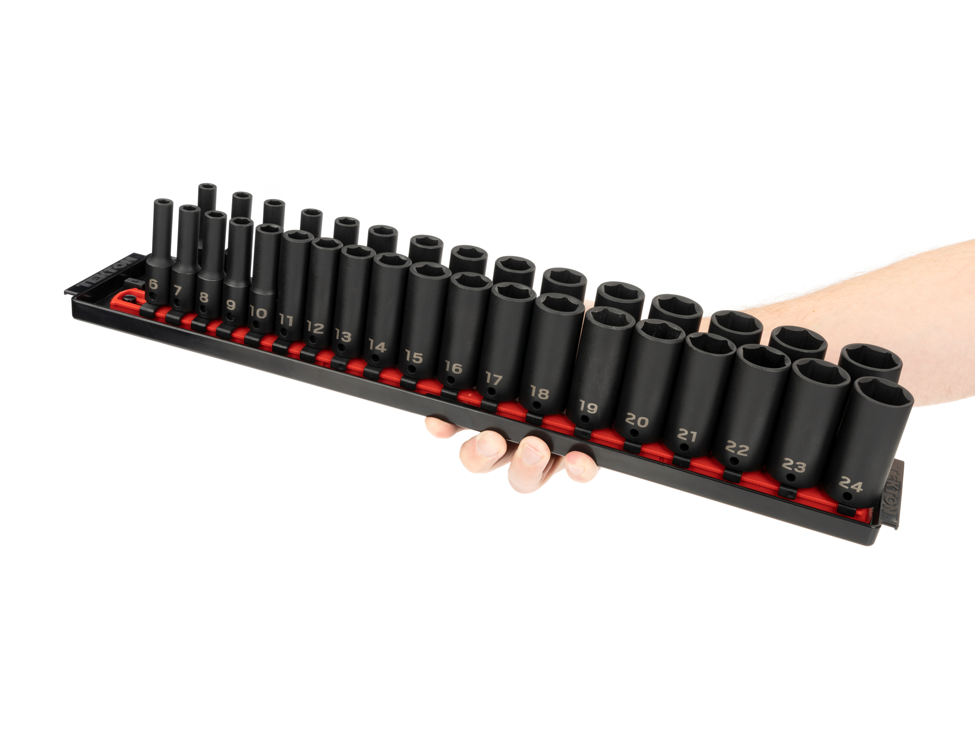 Person holding Tekton rail  set. Item #SID91203