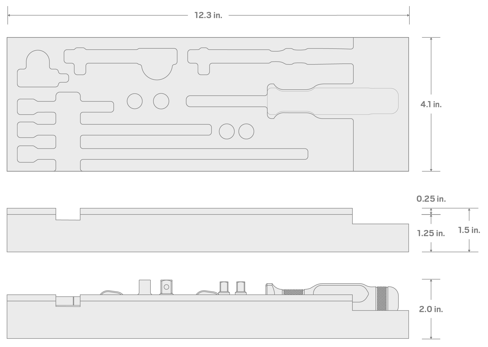 Specs for 1/4 Inch Drive Ratchet and Accessory Set with 12 x 4 Inch Foam Organizer (11-Piece)