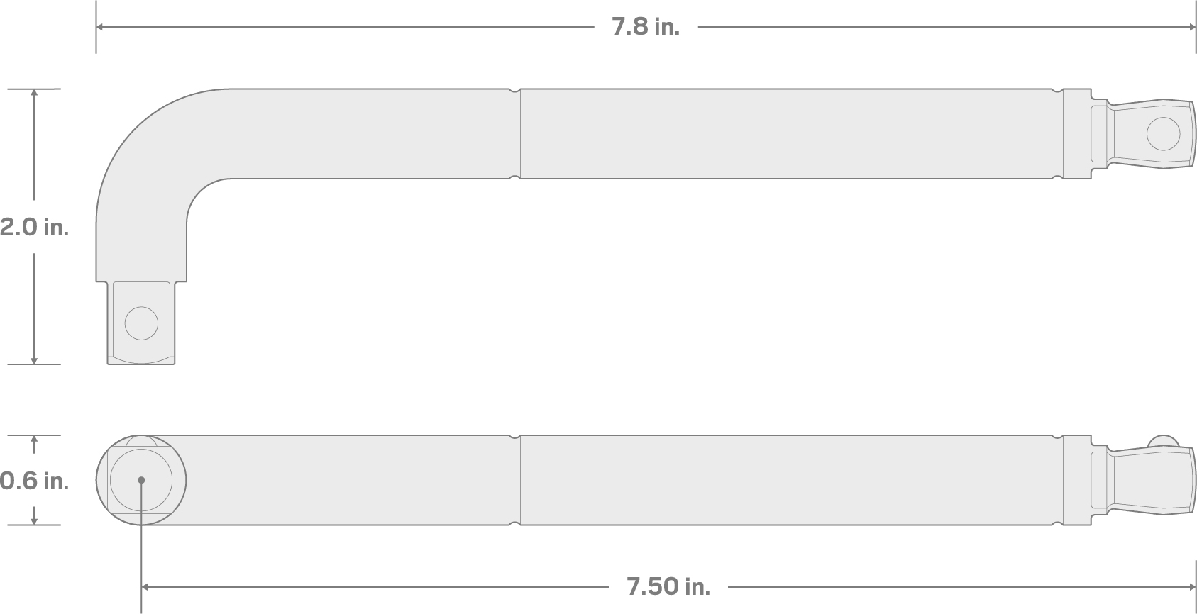 Specs for 1/2 Inch Drive x 7.5 Inch Wobble L-Handle