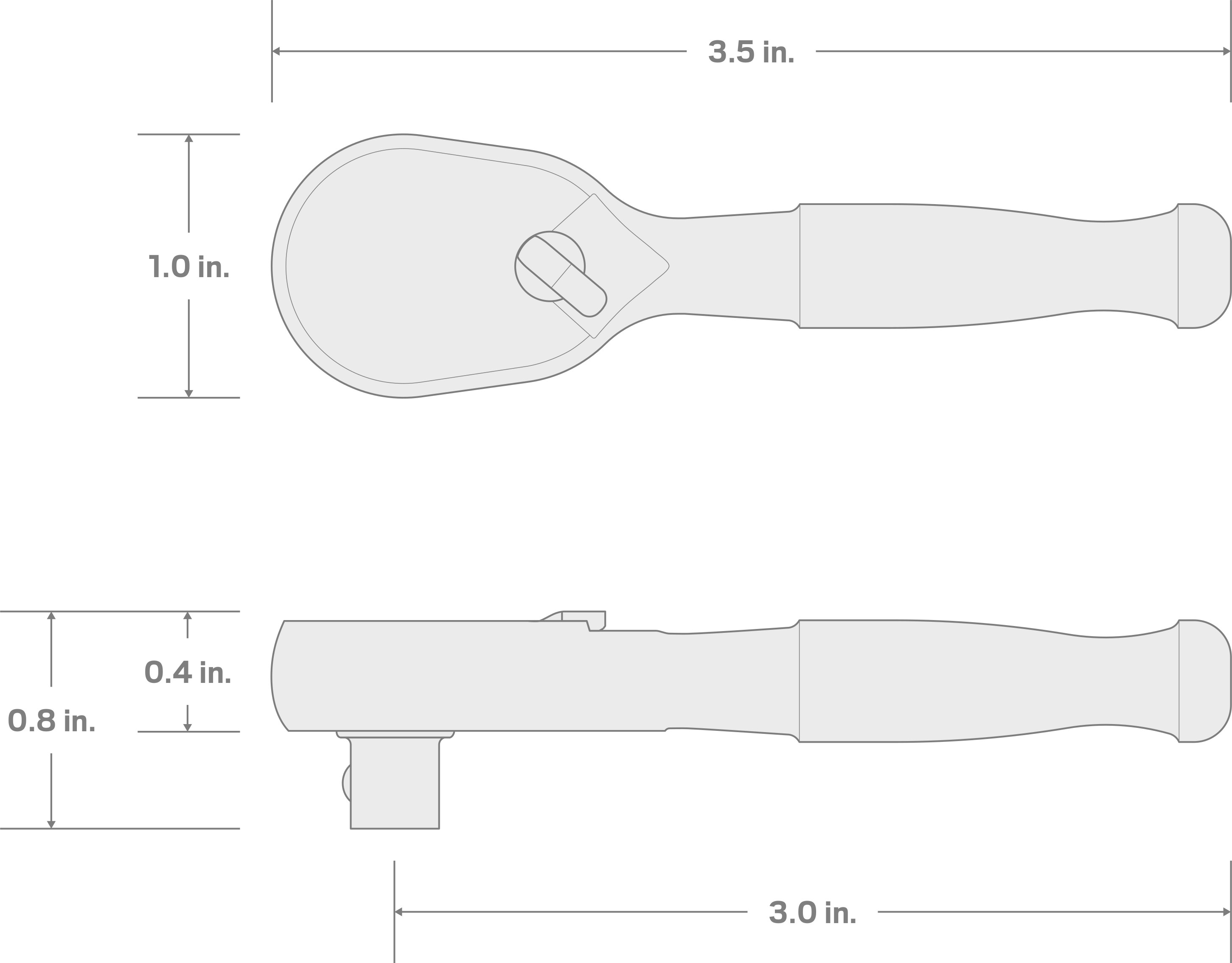 Specs for 1/4 Inch Drive x 3 Inch Stubby Ratchet