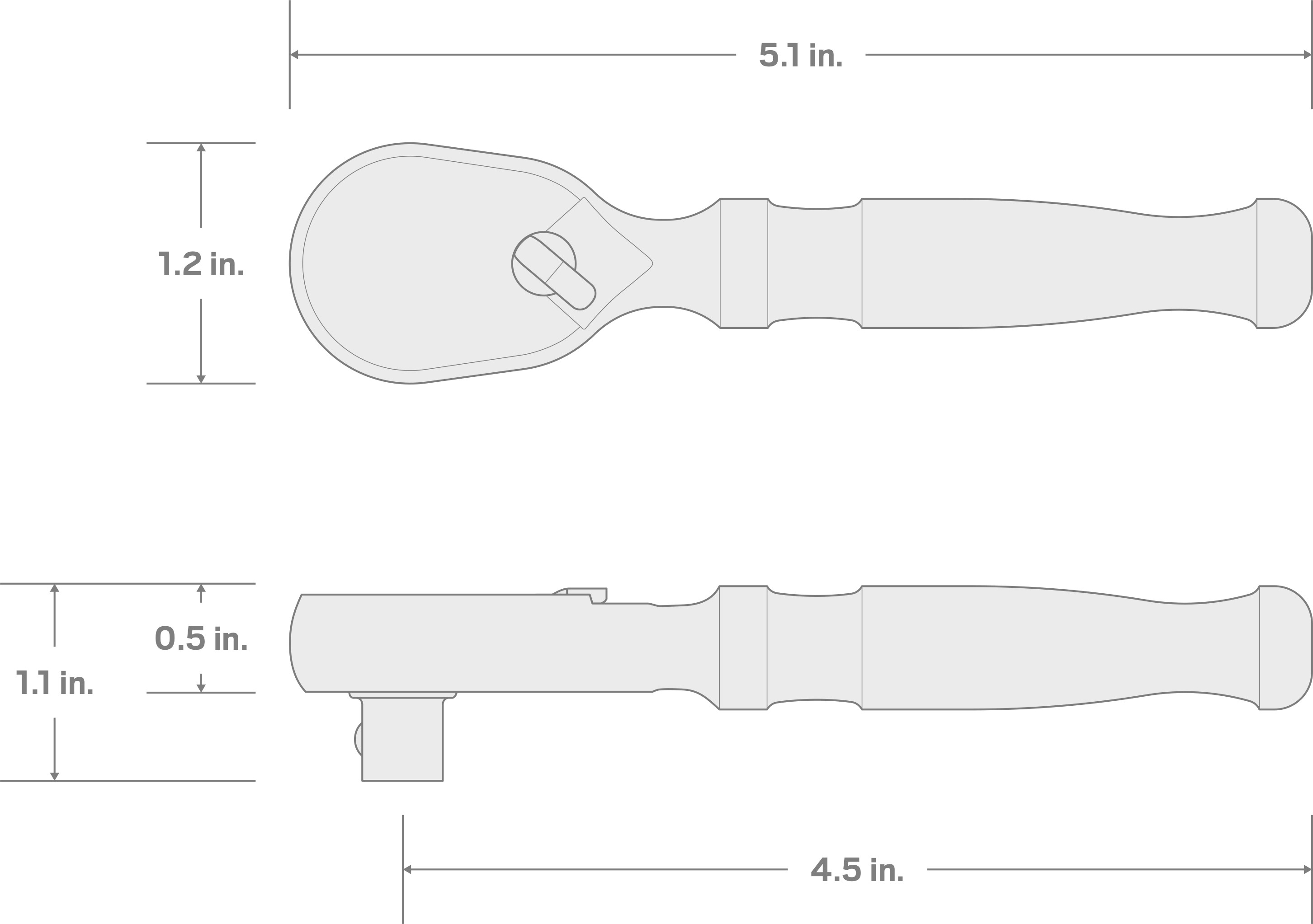 Specs for 3/8 Inch Drive x 4-1/2 Inch Stubby Ratchet