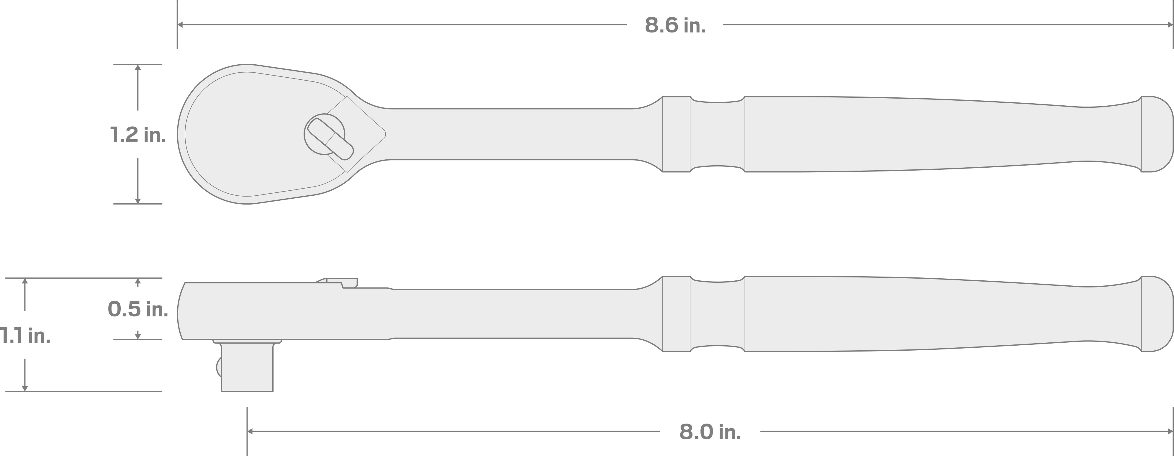 Specs for 3/8 Inch Drive x 8 Inch Ratchet