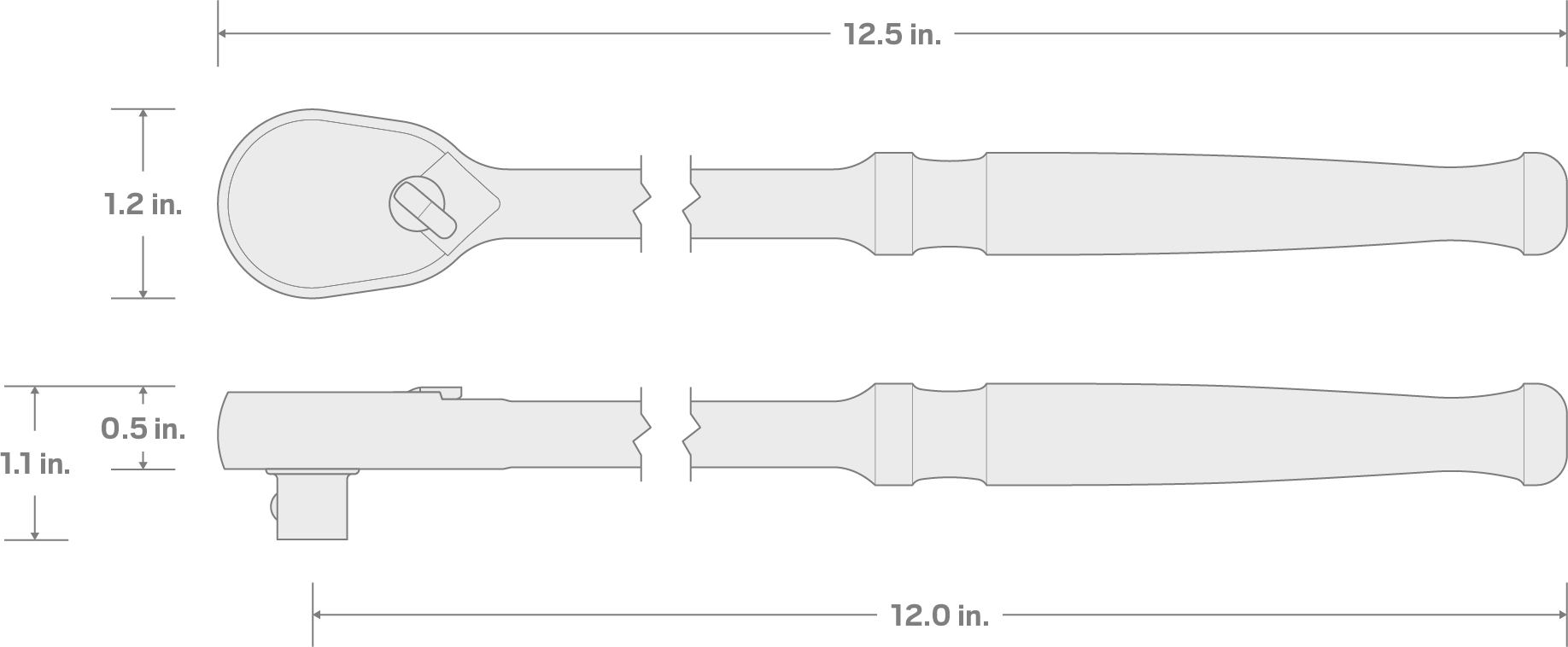 Specs for 3/8 Inch Drive x 12 Inch Long Ratchet