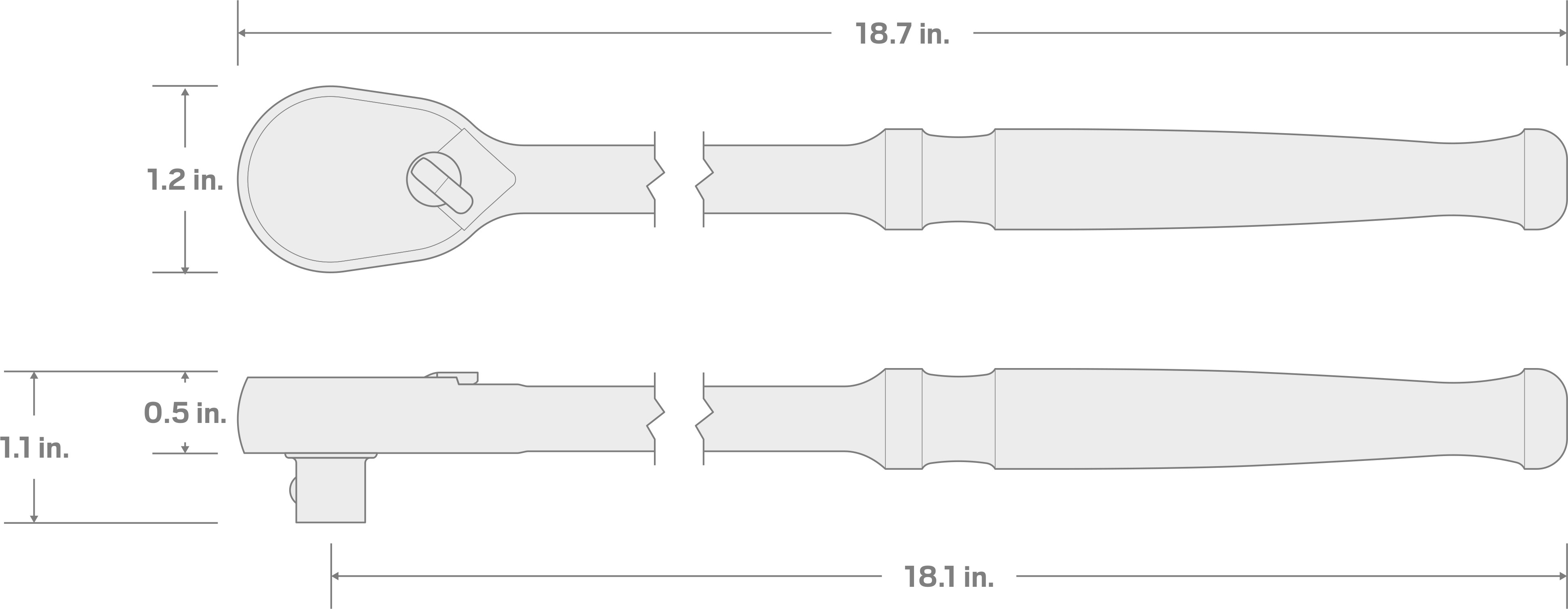 Specs for 3/8 Inch Drive x 18 Inch Extra-Long Ratchet