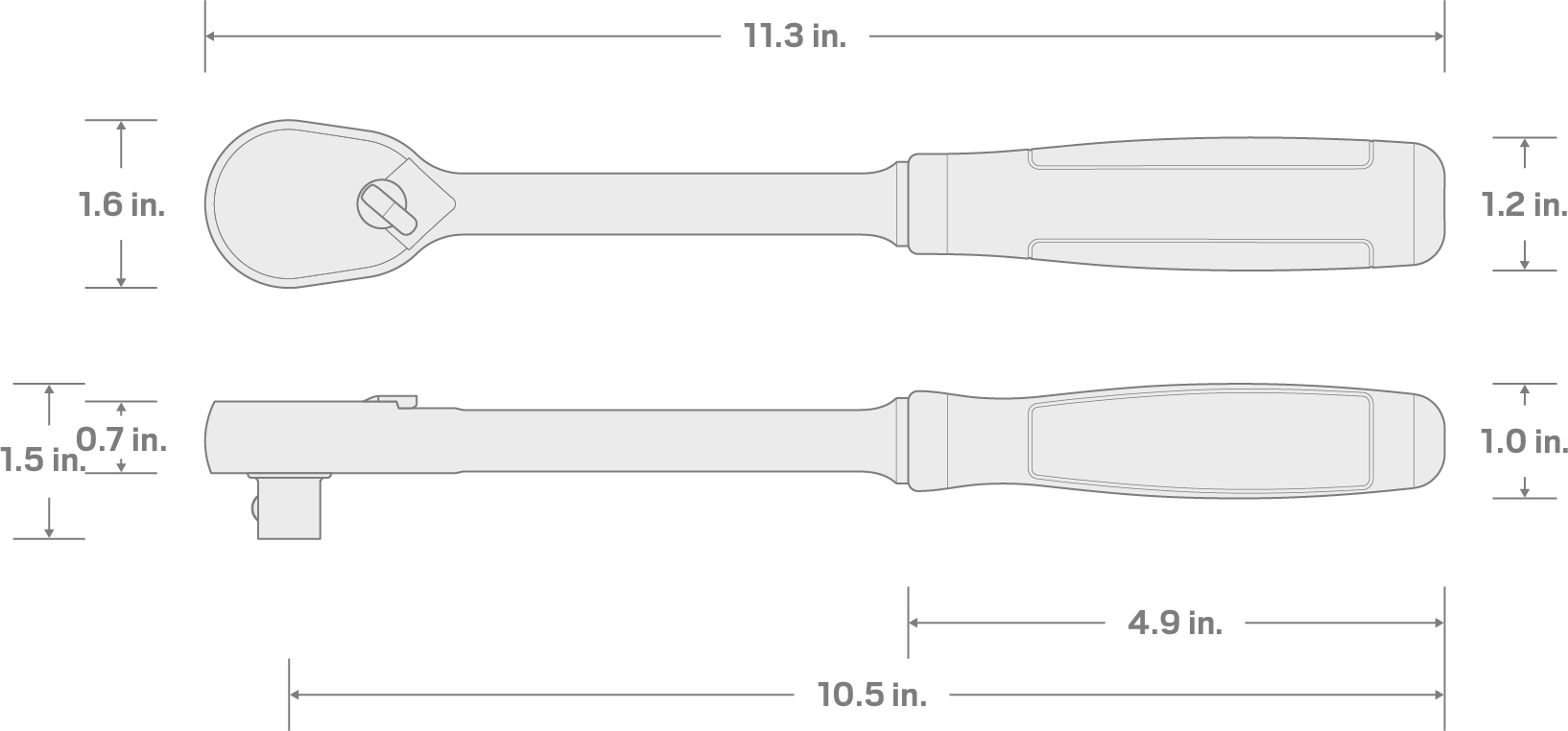 Specs for 1/2 Inch Drive x 10-1/2 Inch Comfort Grip Ratchet