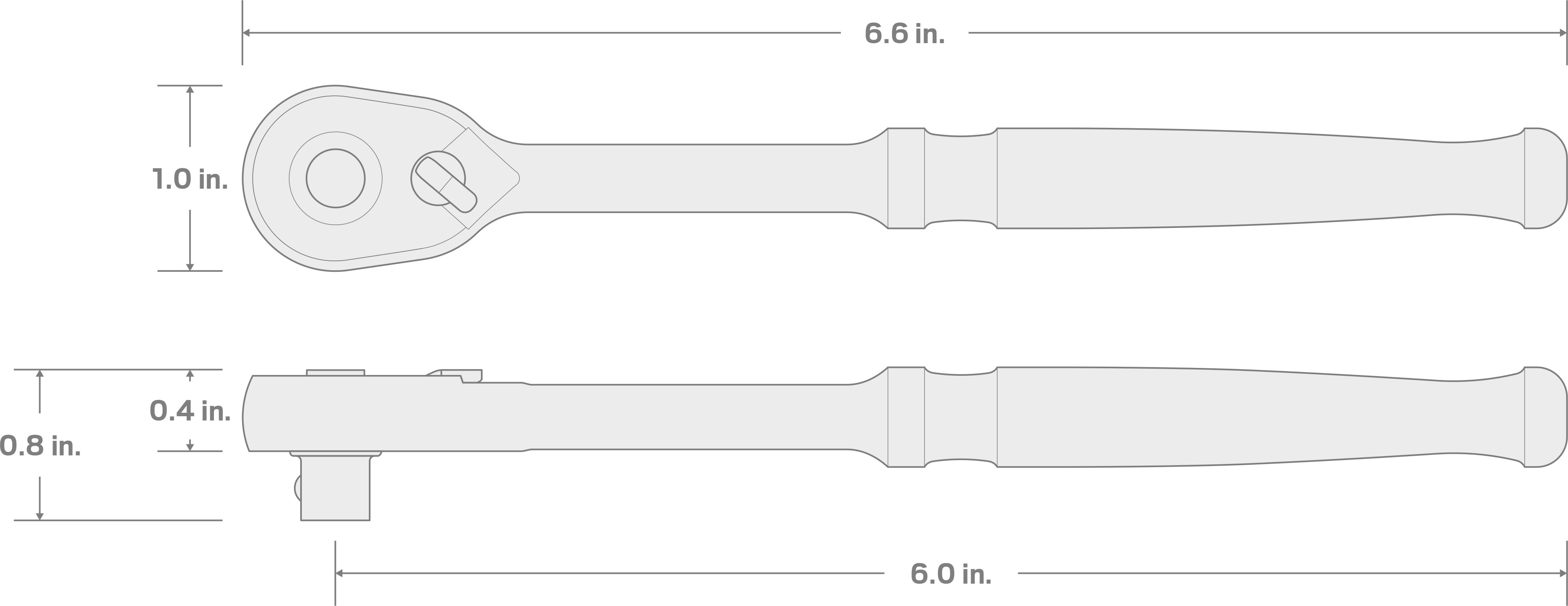 Specs for 1/4 Inch Drive x 6 Inch Quick-Release Ratchet