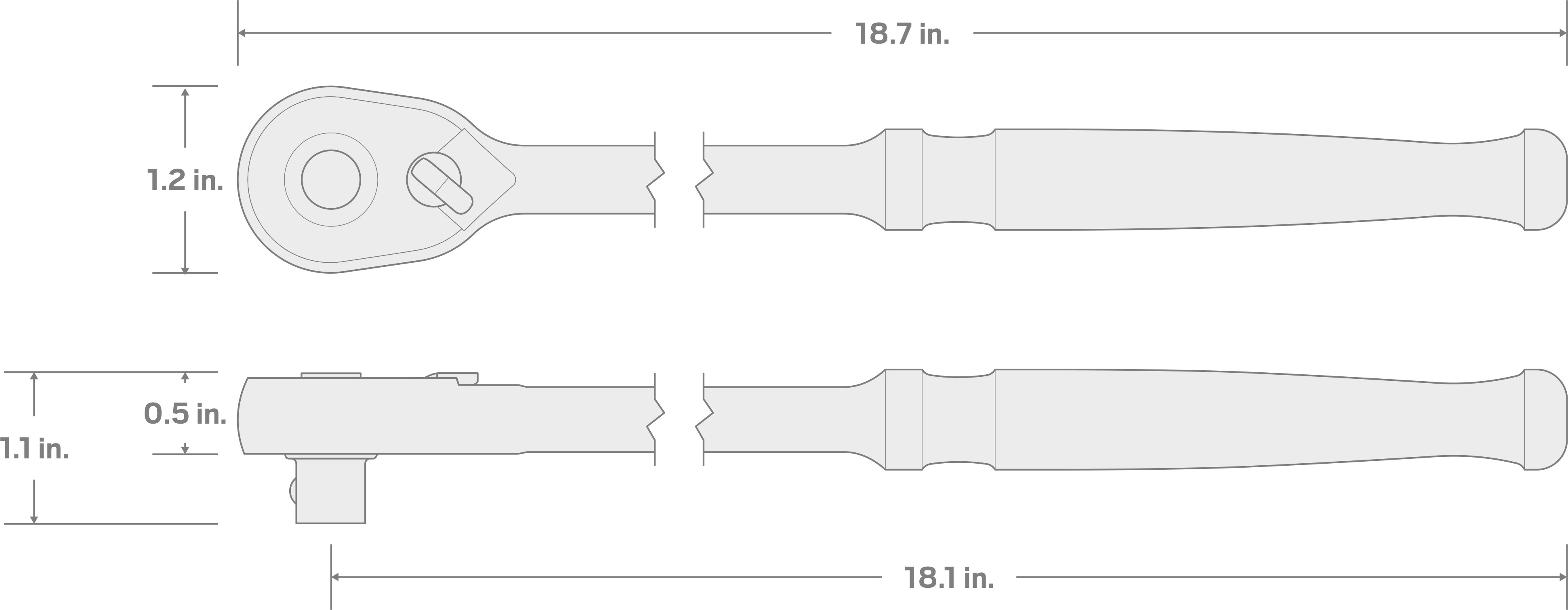 Specs for 3/8 Inch Drive x 18 Inch Quick-Release Extra-Long Ratchet