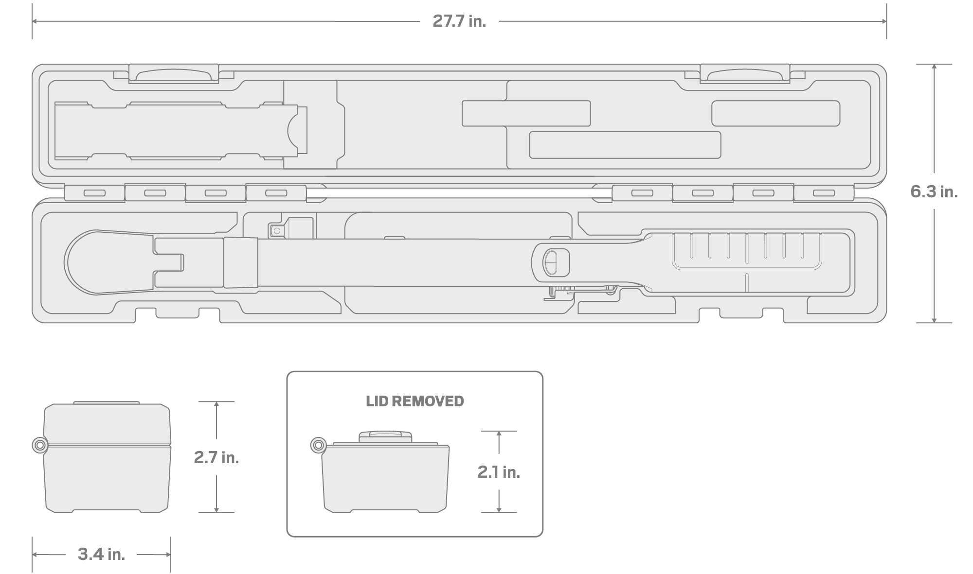 Specs for 1/2 Inch Drive 90-Tooth Flex Head Split Beam Torque Wrench with Case (70 - 350 Nm)