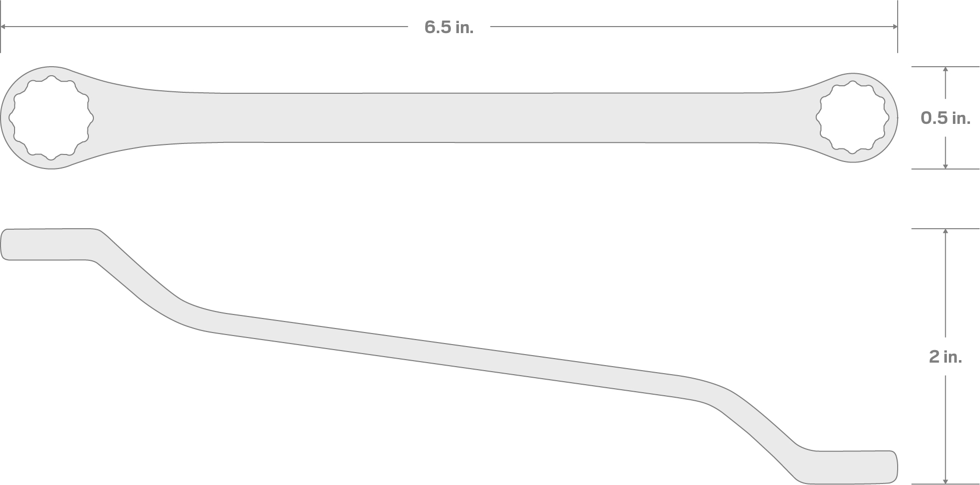 Specs for 1/4 x 5/16 Inch 45-Degree Offset Box End Wrench