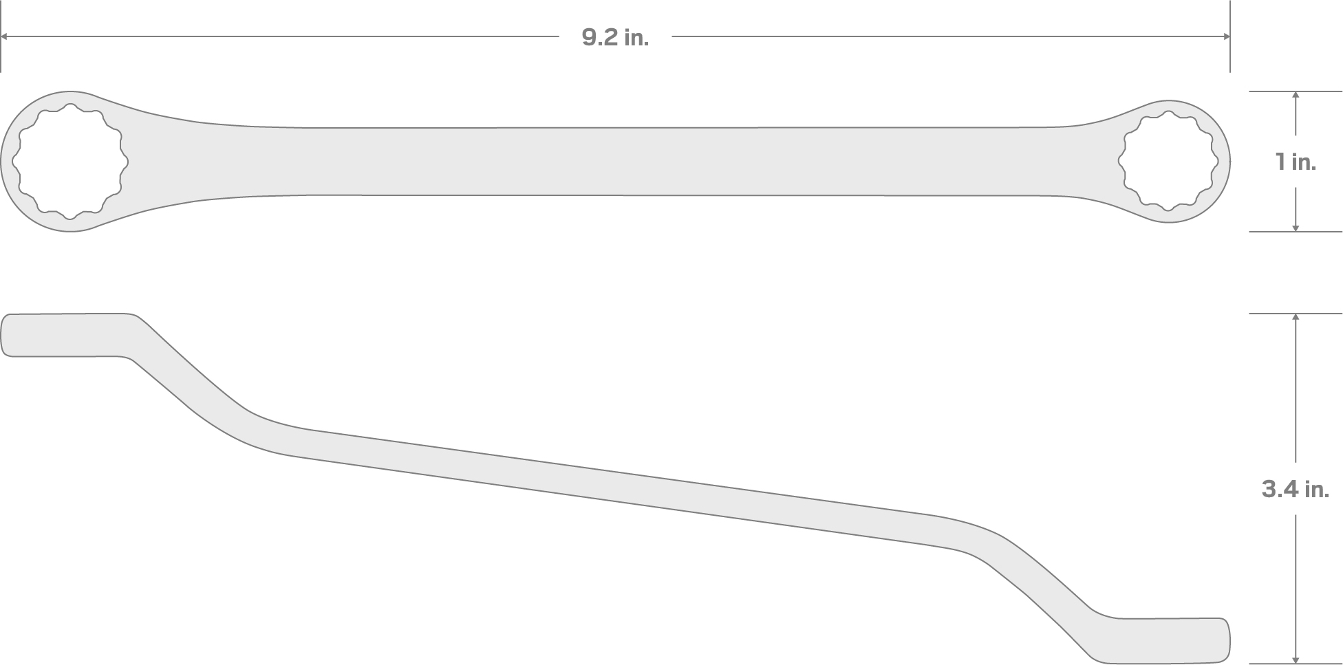 Specs for 5/8 x 11/16 Inch 45-Degree Offset Box End Wrench