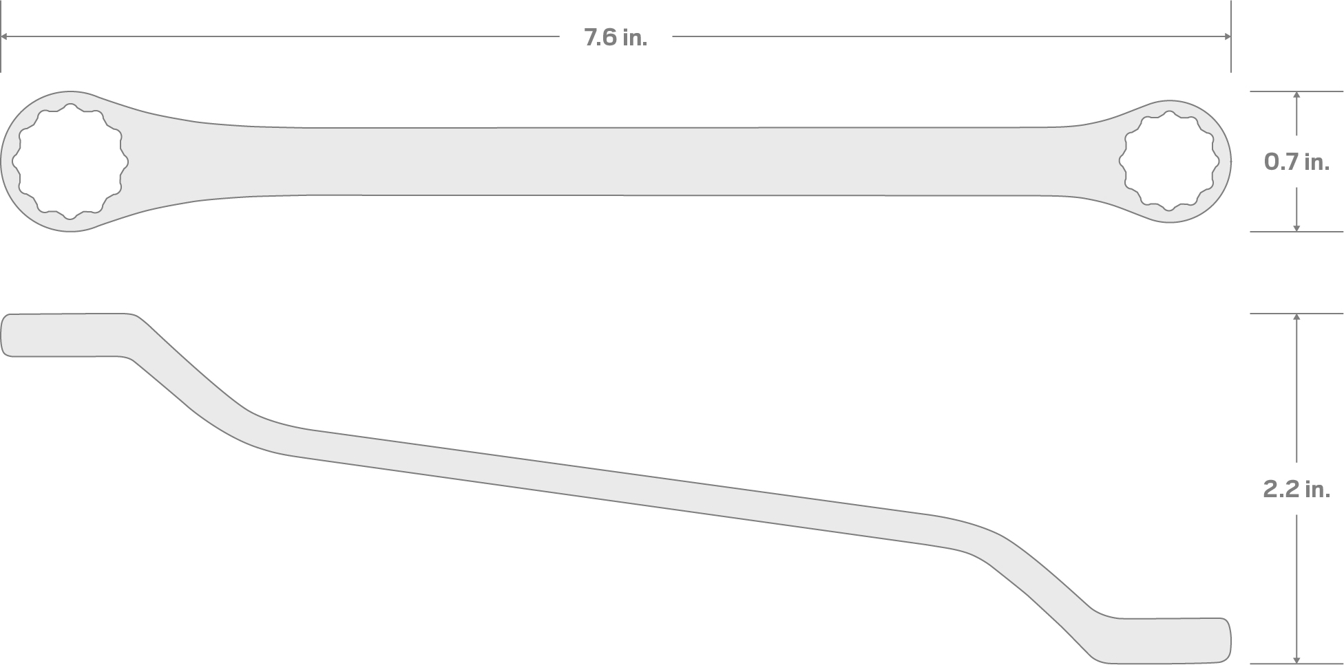 Specs for 9 x 11 mm 45-Degree Offset Box End Wrench