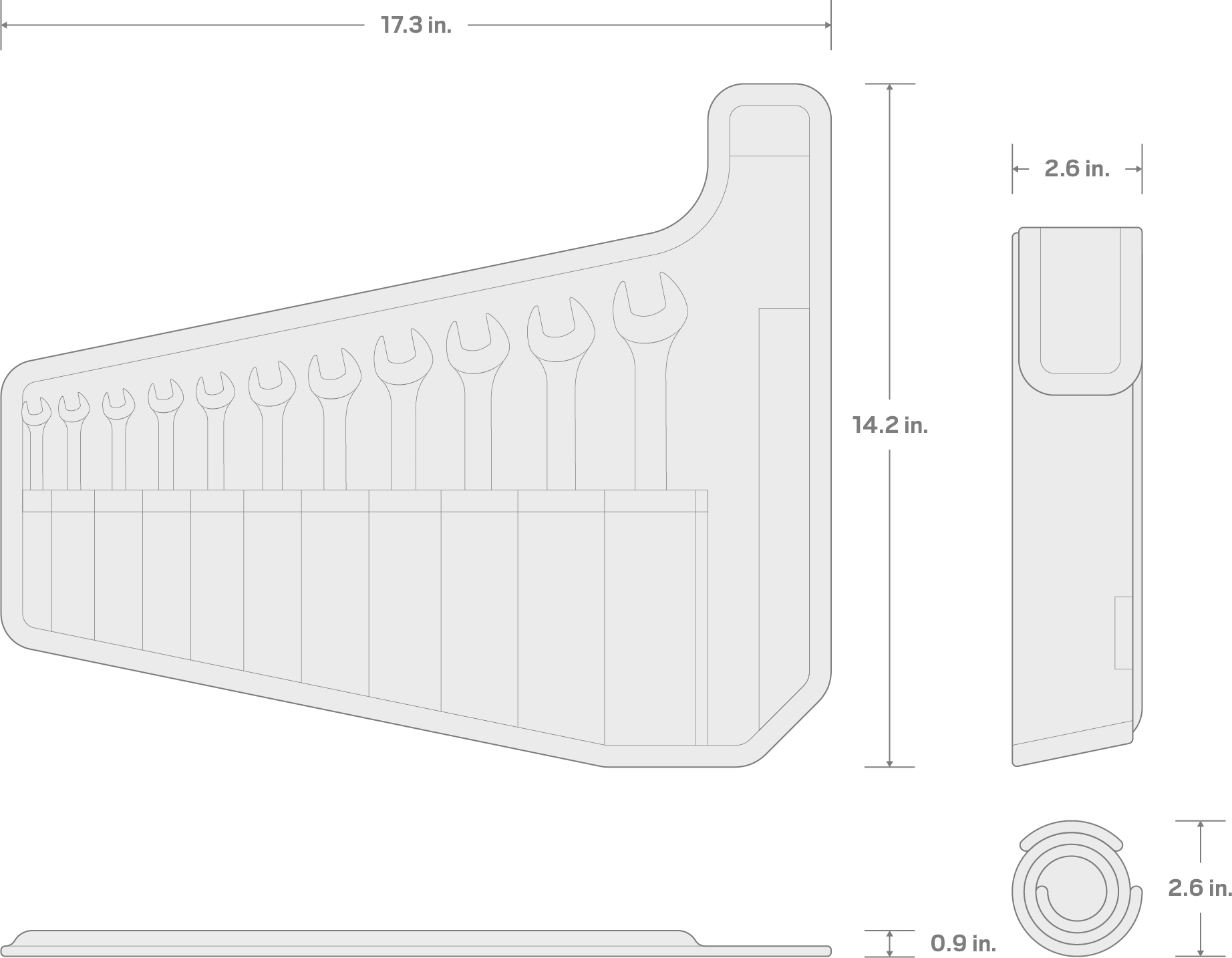 Specs for Combination Wrench Set with Pouch, 11-Piece (1/4-3/4 in.)