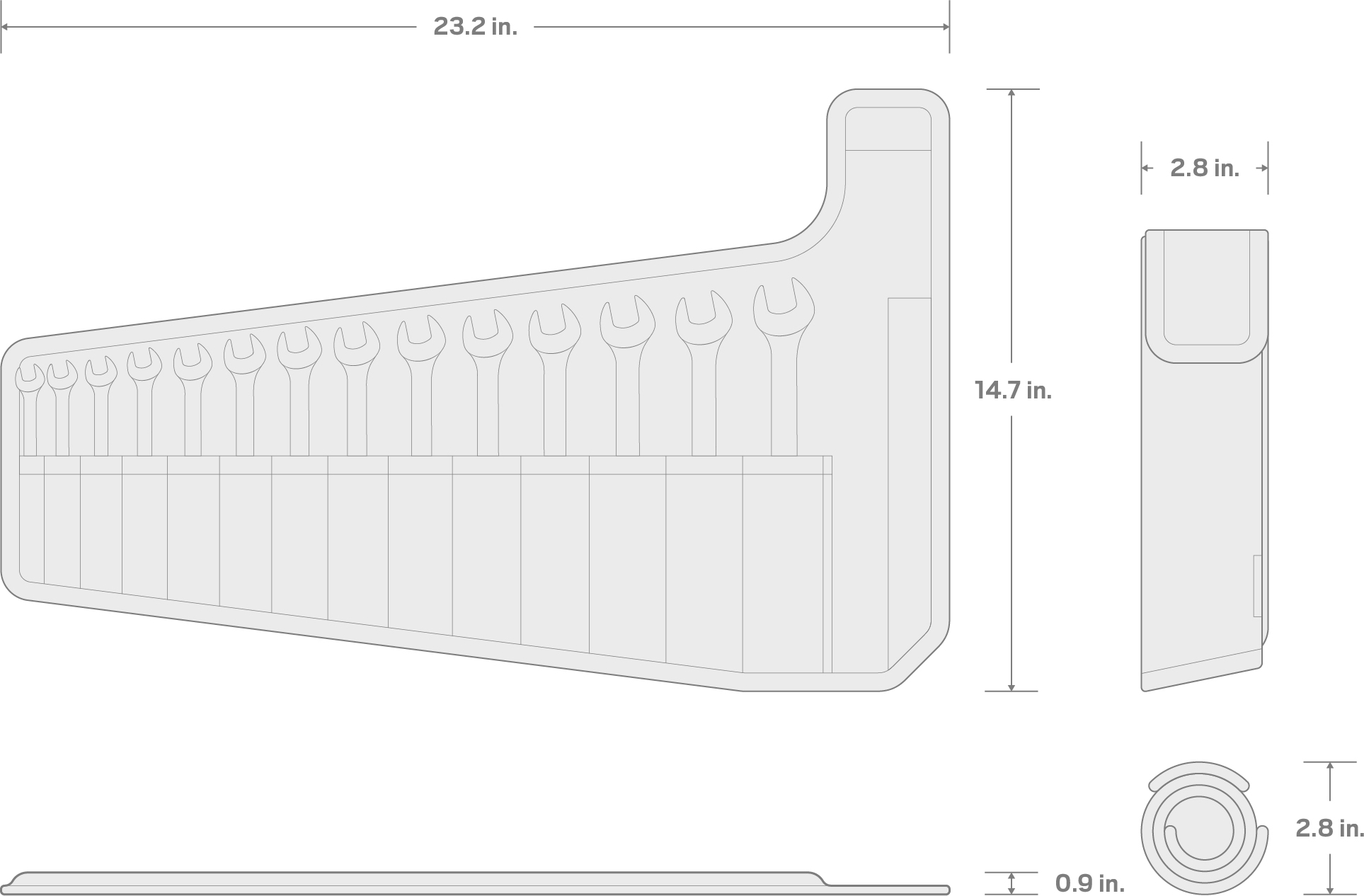 Specs for Combination Wrench Set with Pouch, 14-Piece (6-19 mm)