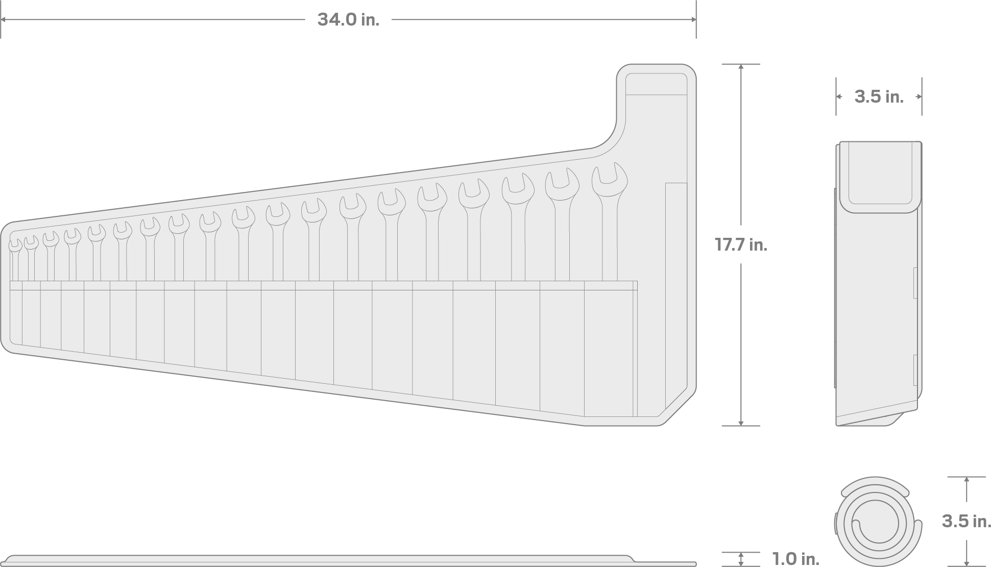 Specs for Combination Wrench Set with Pouch, 19-Piece (6-24 mm)