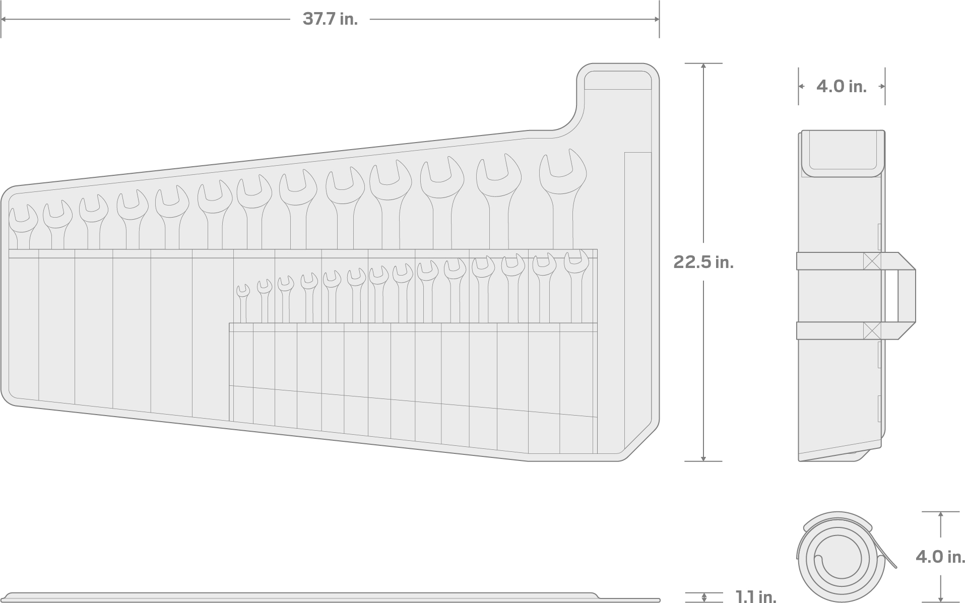 Specs for Combination Wrench Set with Pouch, 27-Piece (6-32 mm)