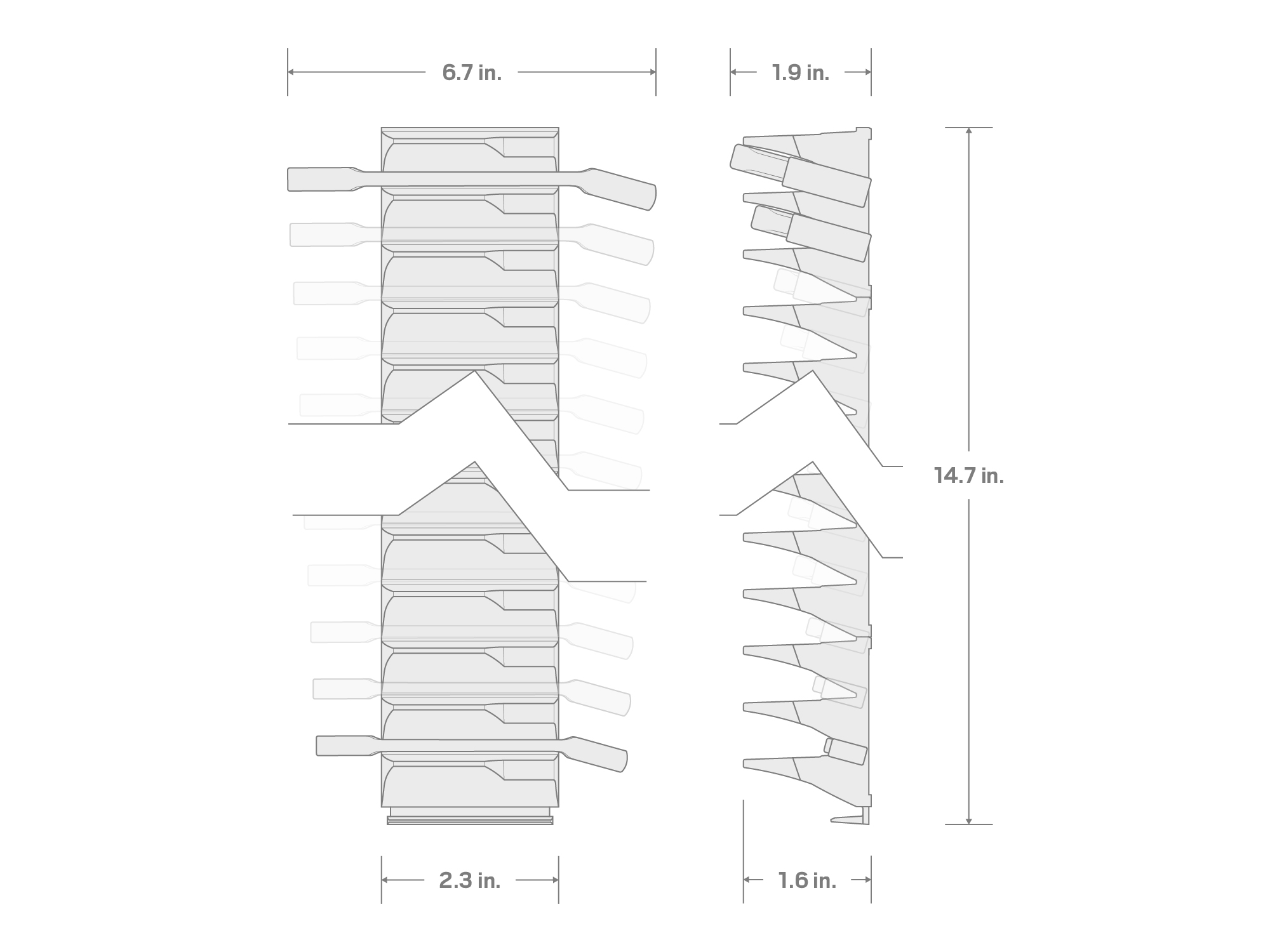 Specs for Stubby Combination Wrench Set with Modular Organizers, 19-Piece (6 - 24 mm)