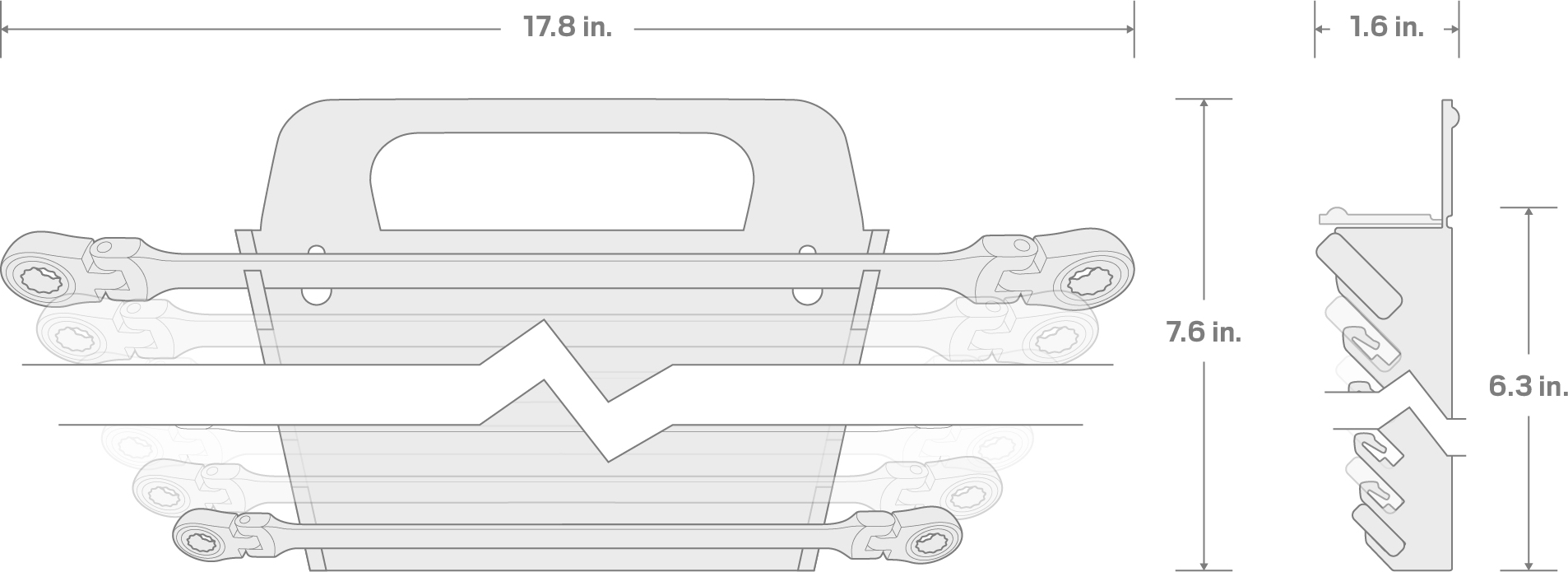 Specs for Long Flex Head 12-Point Ratcheting Box End Wrench Set with Holder, 7-Piece (6-19 mm)