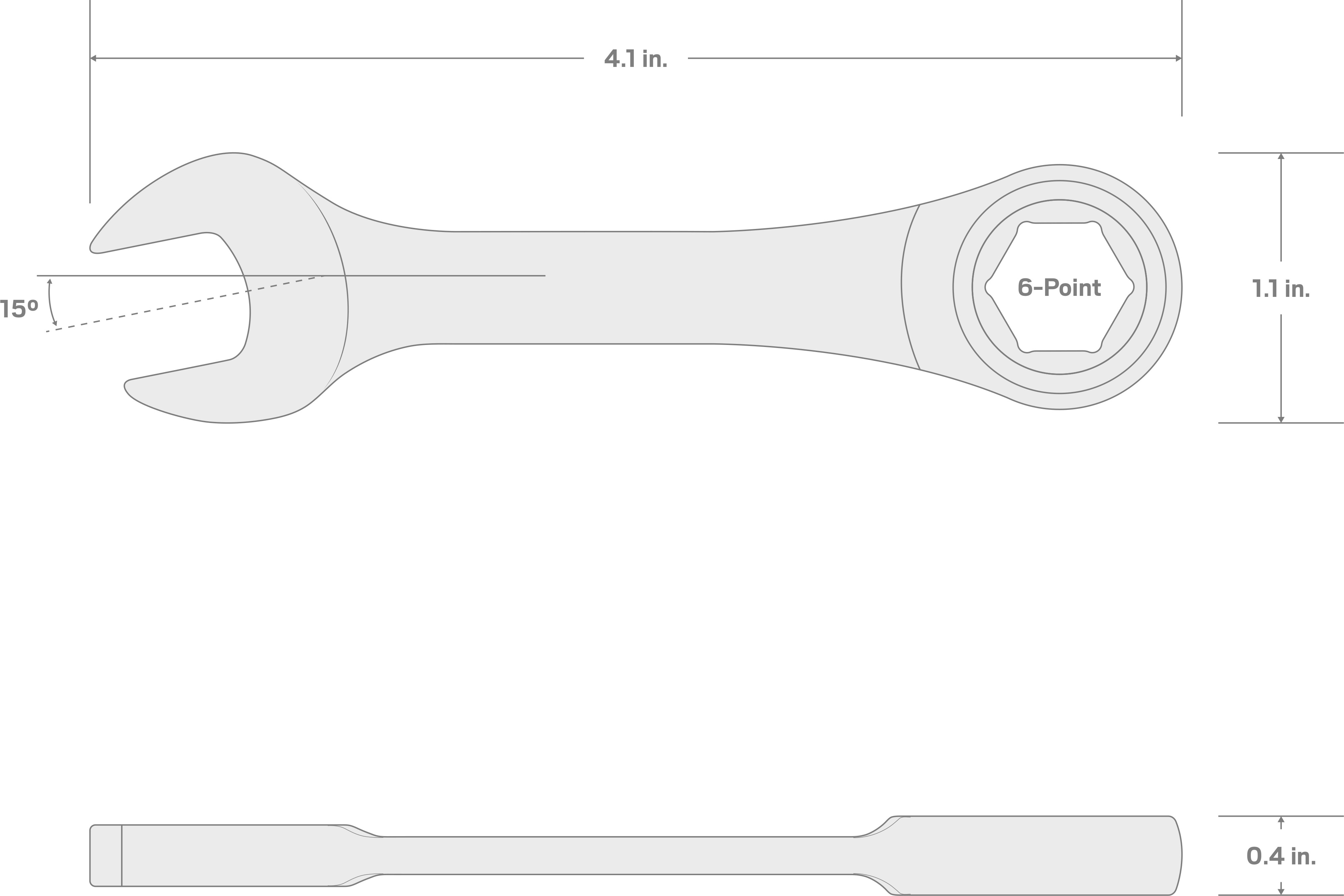 Specs for 1/2 Inch Stubby Ratcheting Combination Wrench
